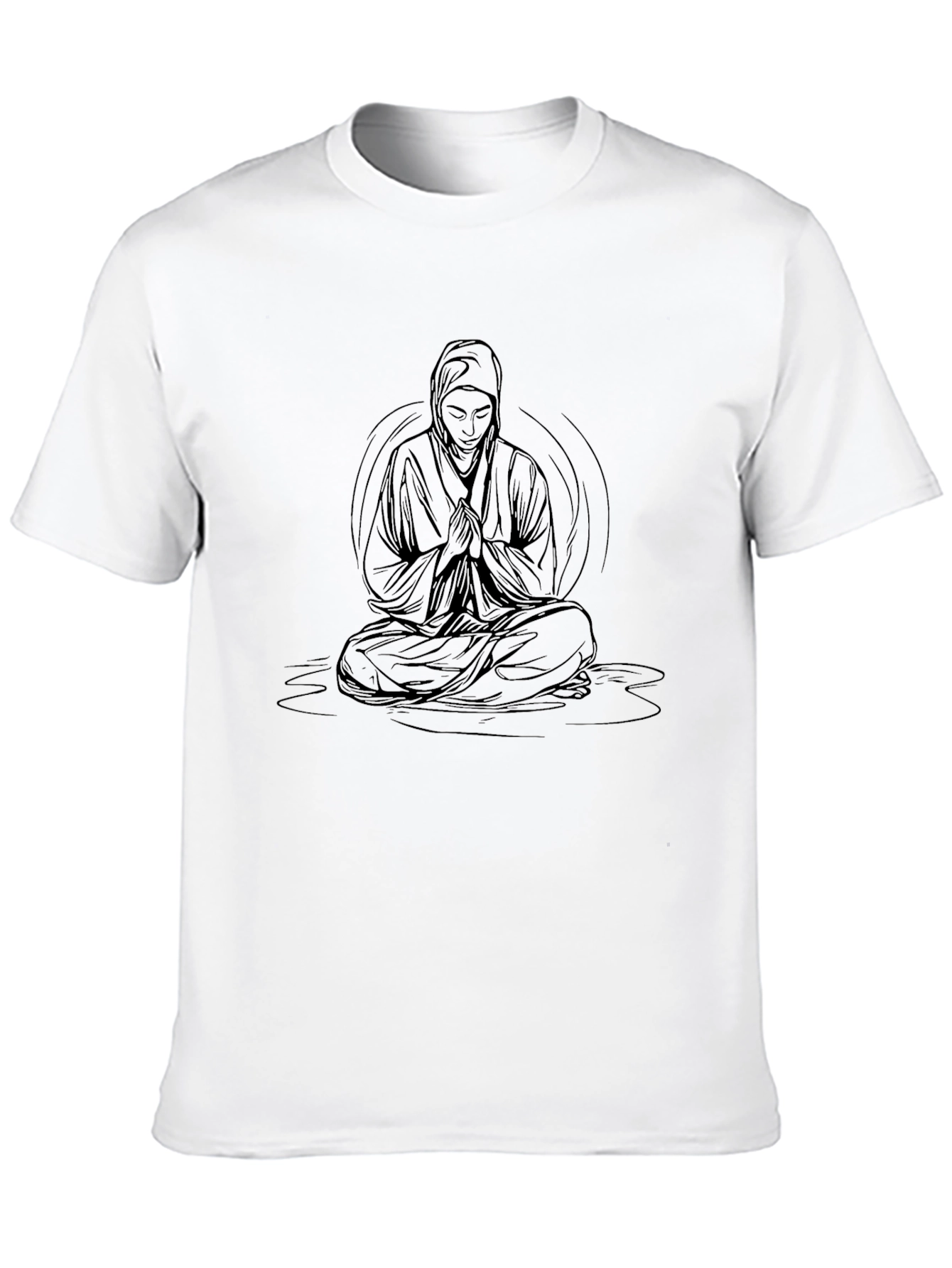 Meditating Monk Graphic Black T-Shirt