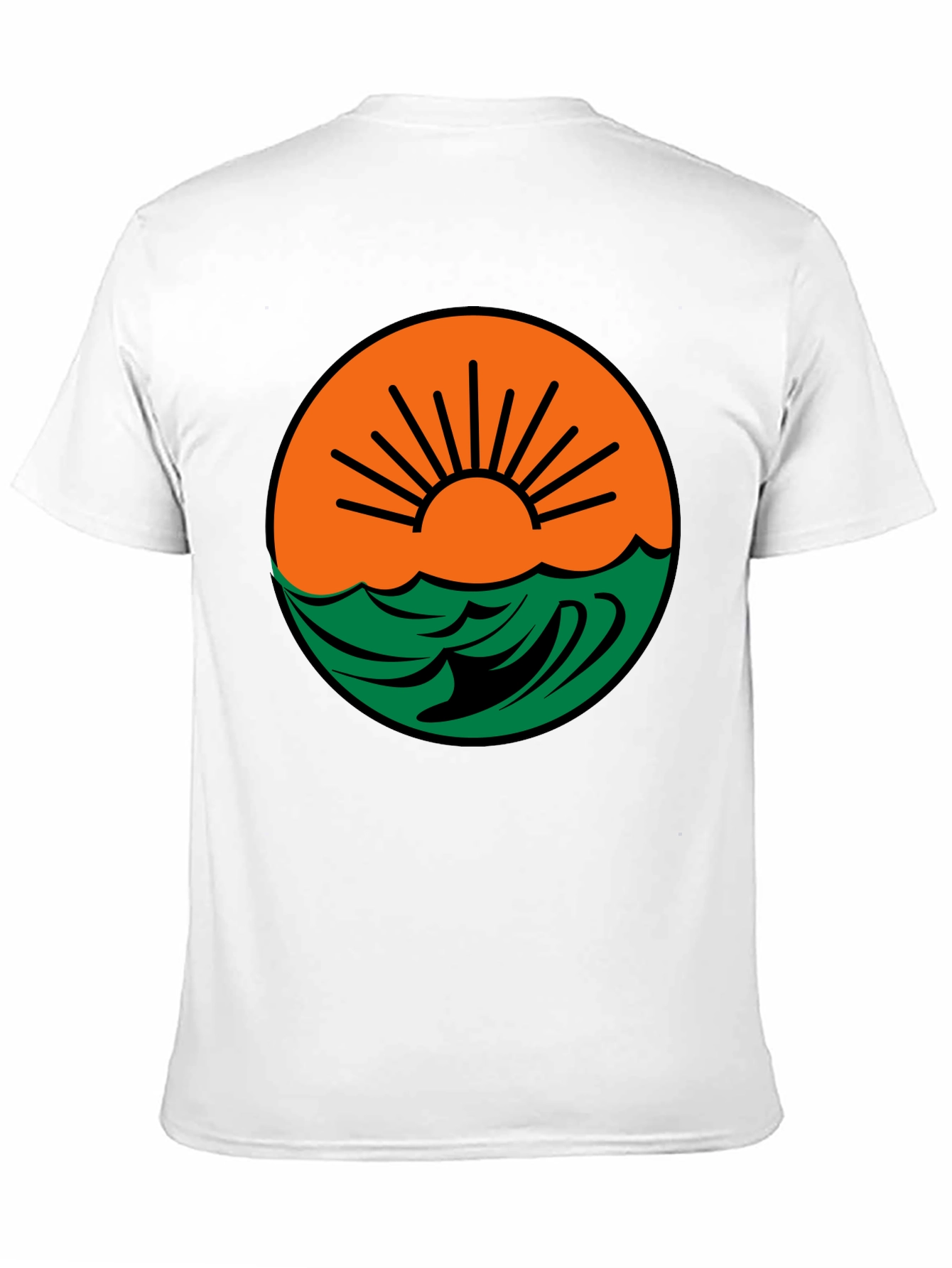 Sunset Wave Graphic Tee - Black Cotton Blend