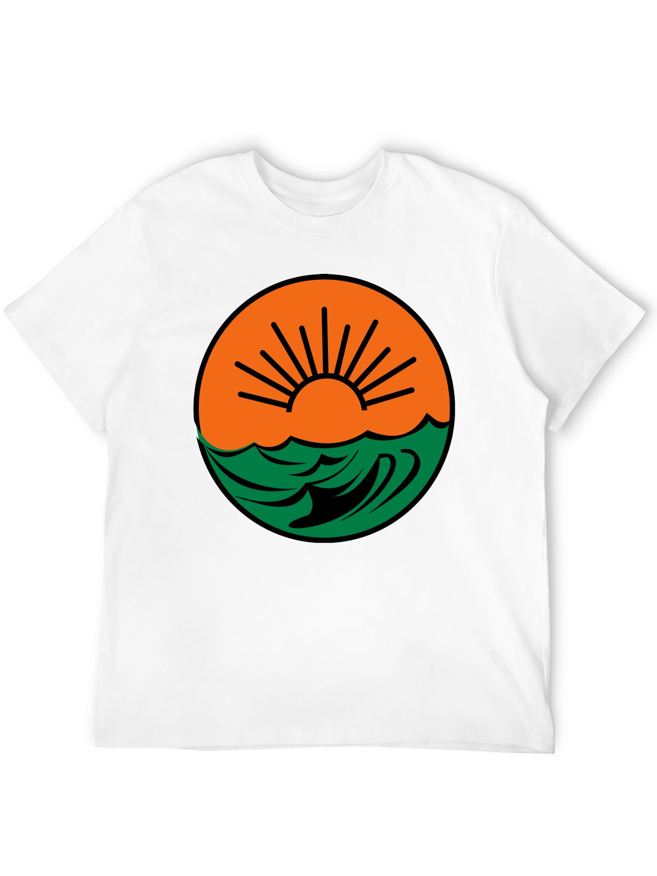 Sunset Wave Graphic Tee - Black Cotton Blend