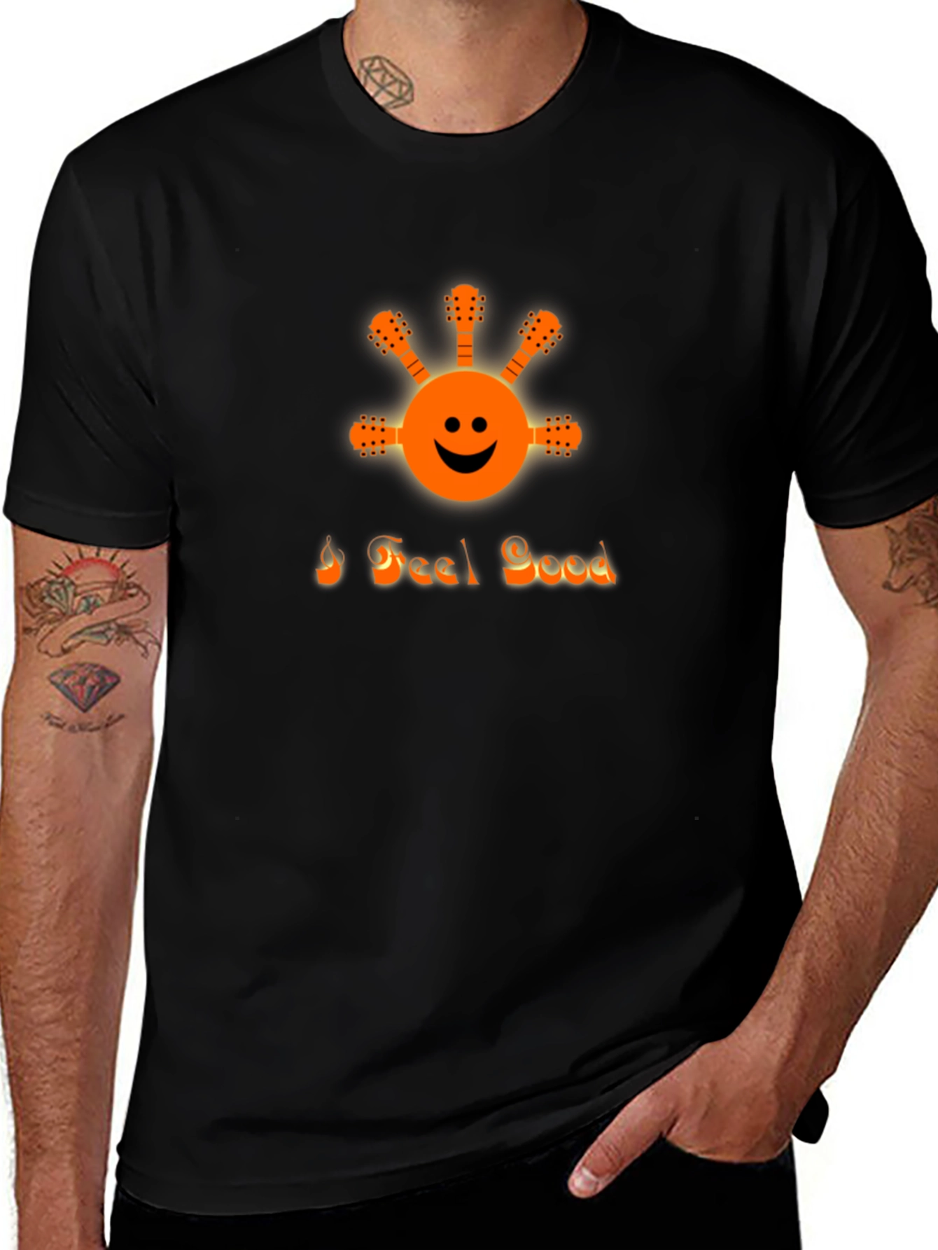 I Feel Good Graphic Tee - Black Crew Neck