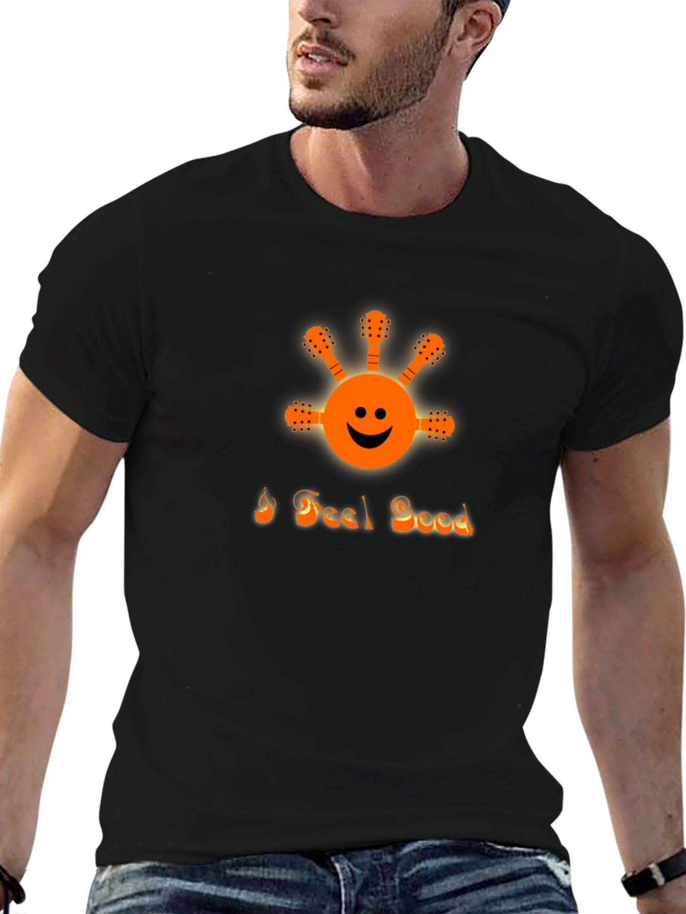 I Feel Good Graphic Tee - Black Crew Neck