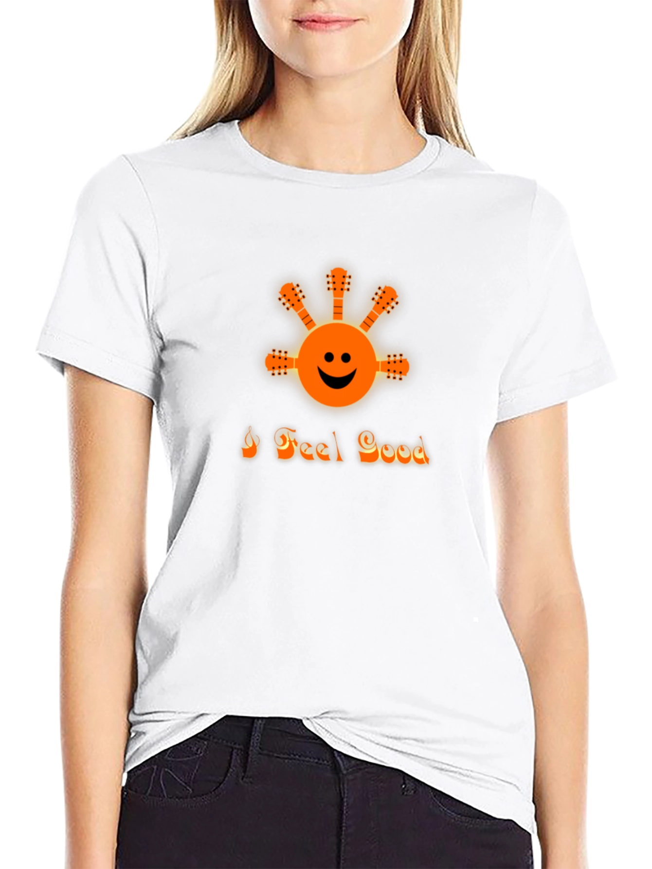 I Feel Good Graphic Tee - Black Crew Neck