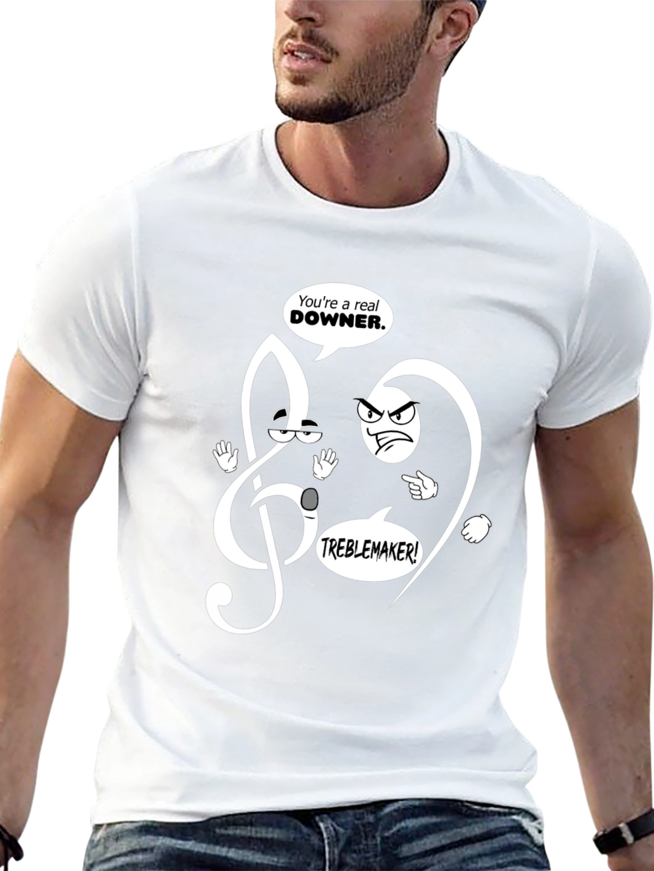 Musical Pun T-Shirt - Treble Clef Troublemaker Design