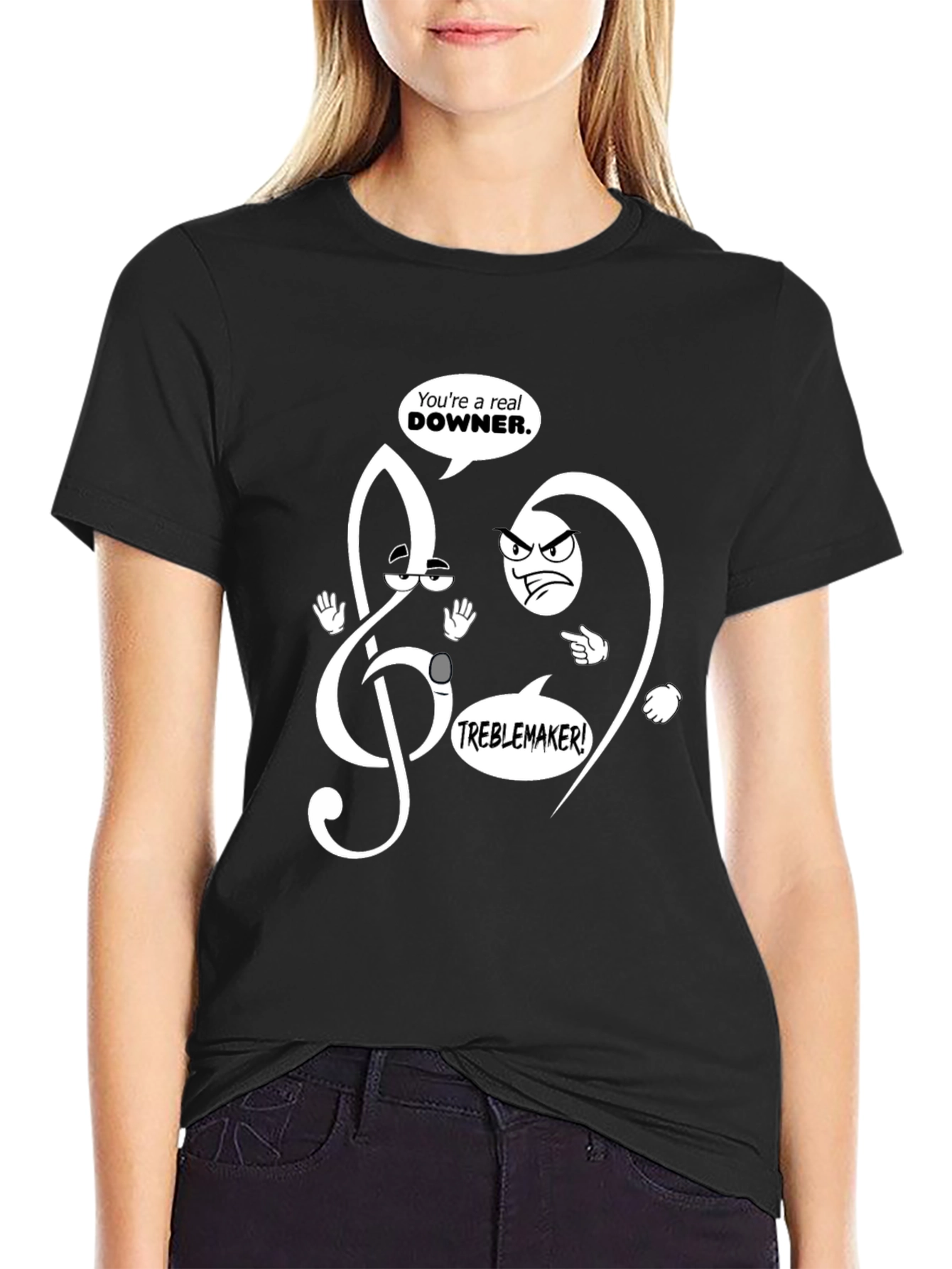Musical Pun T-Shirt - Treble Clef Troublemaker Design