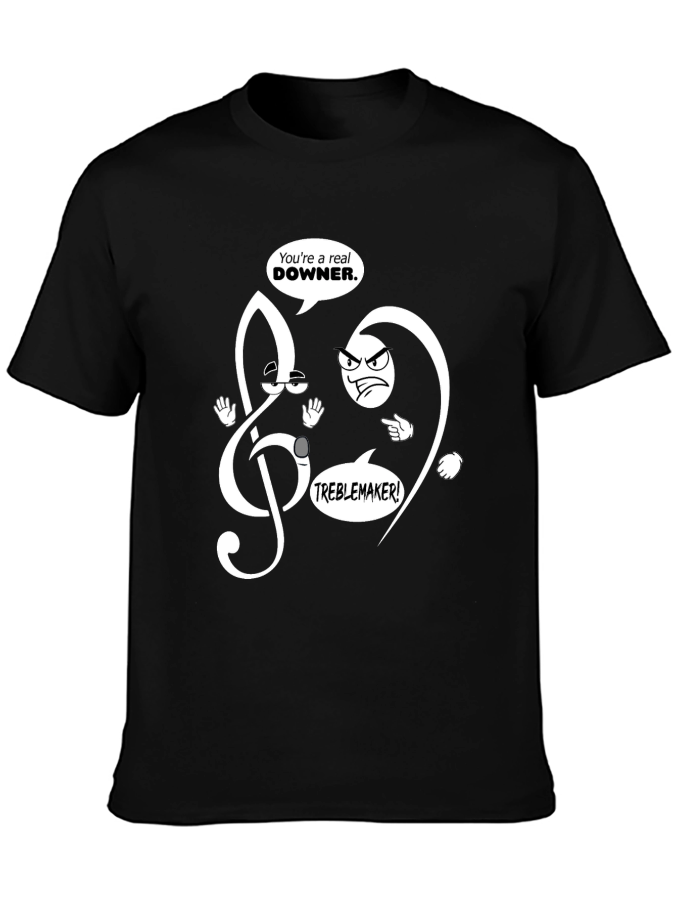 Musical Pun T-Shirt - Treble Clef Troublemaker Design
