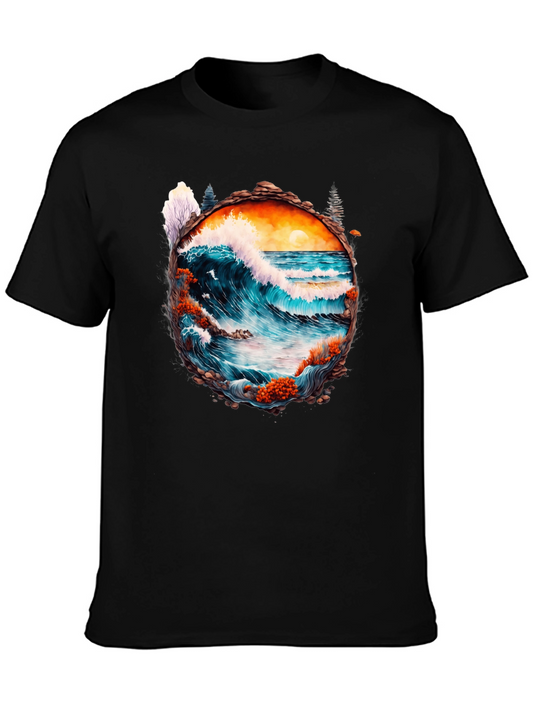 Ocean Wave Graphic Tee - Artistic Nature Design