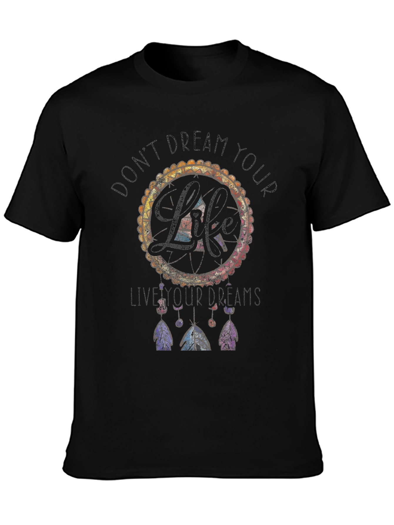 Dreamcatcher Life Quote Mens Black T-Shirt