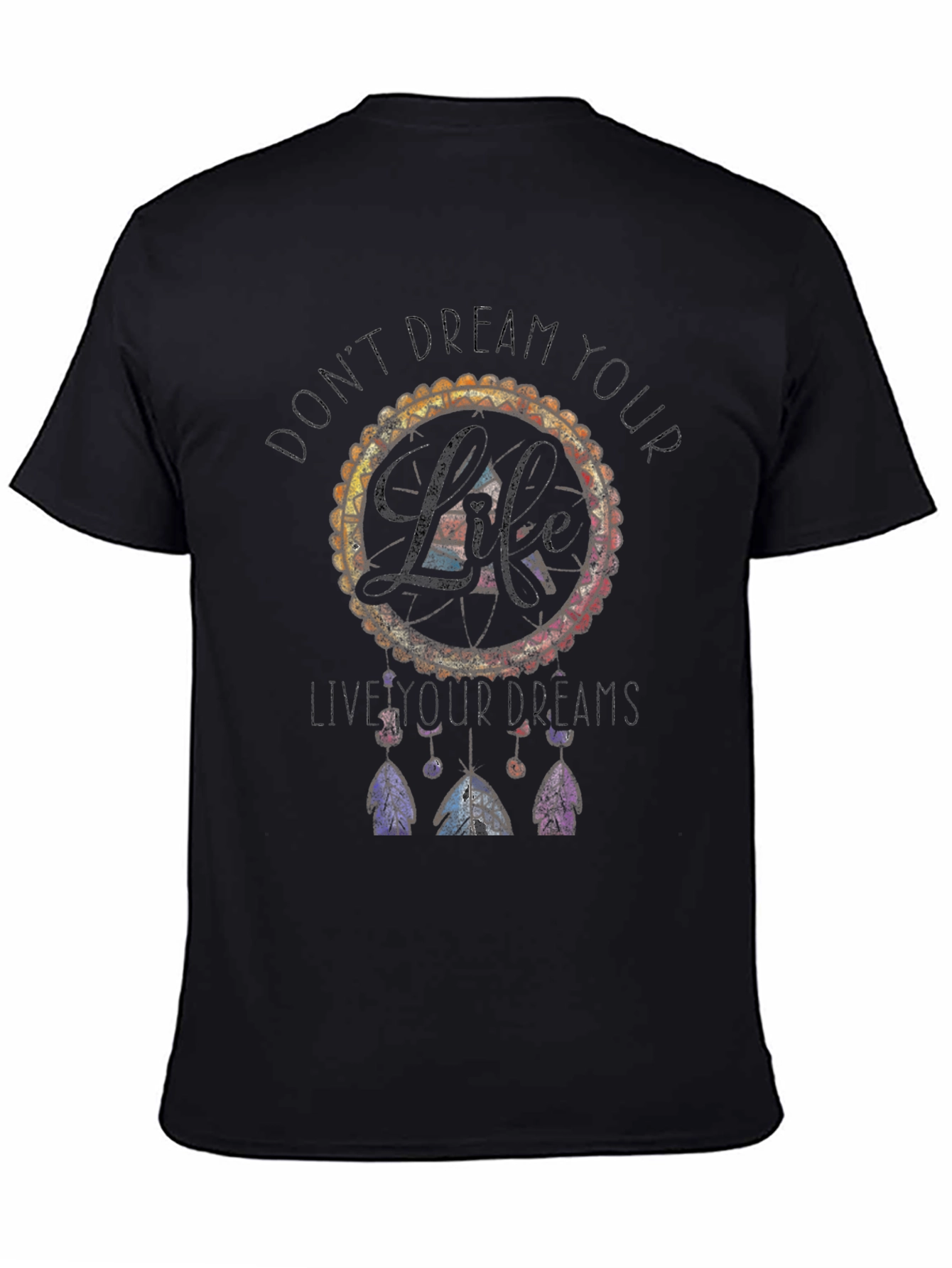 Dreamcatcher Life Quote Mens Black T-Shirt