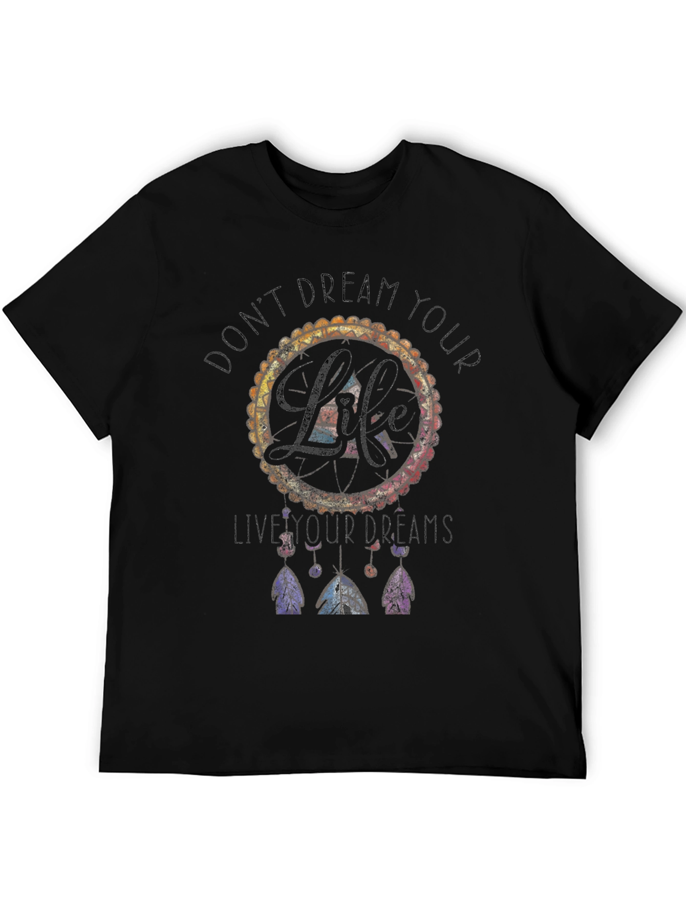 Dreamcatcher Life Quote Mens Black T-Shirt