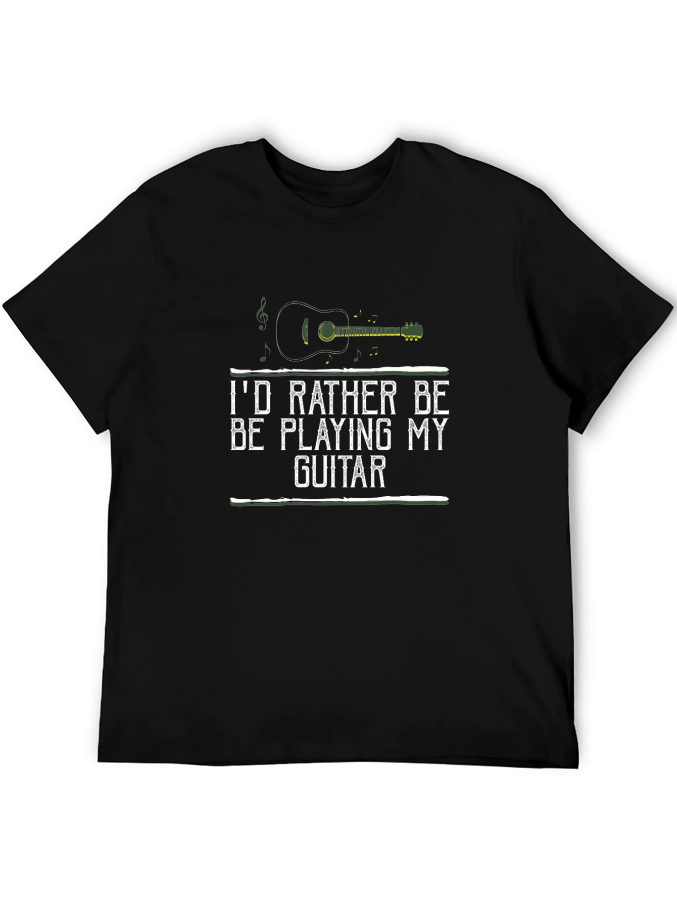 Id Rather Be Playing My Guitar Black T-Shirt
