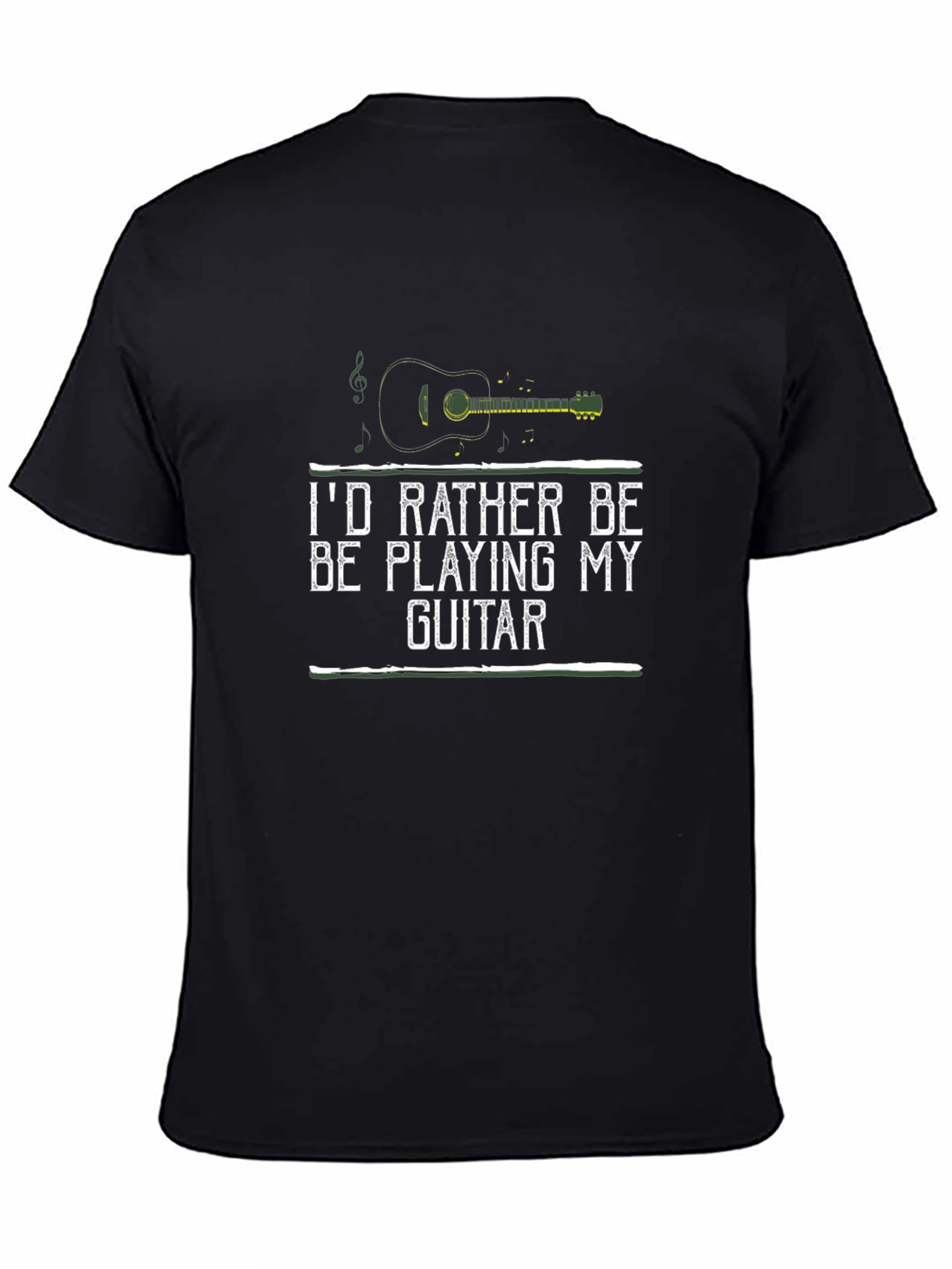 Id Rather Be Playing My Guitar Black T-Shirt
