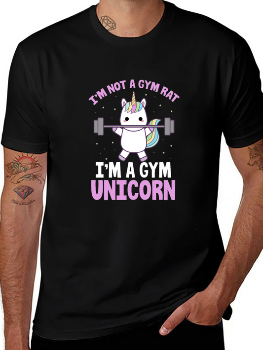 Gym Unicorn Graphic T-Shirt - Black