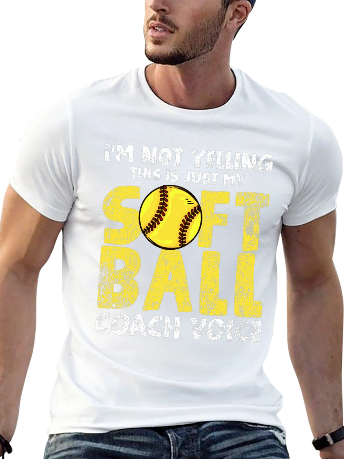 Softball Coach T-Shirt - Im Not Yelling!