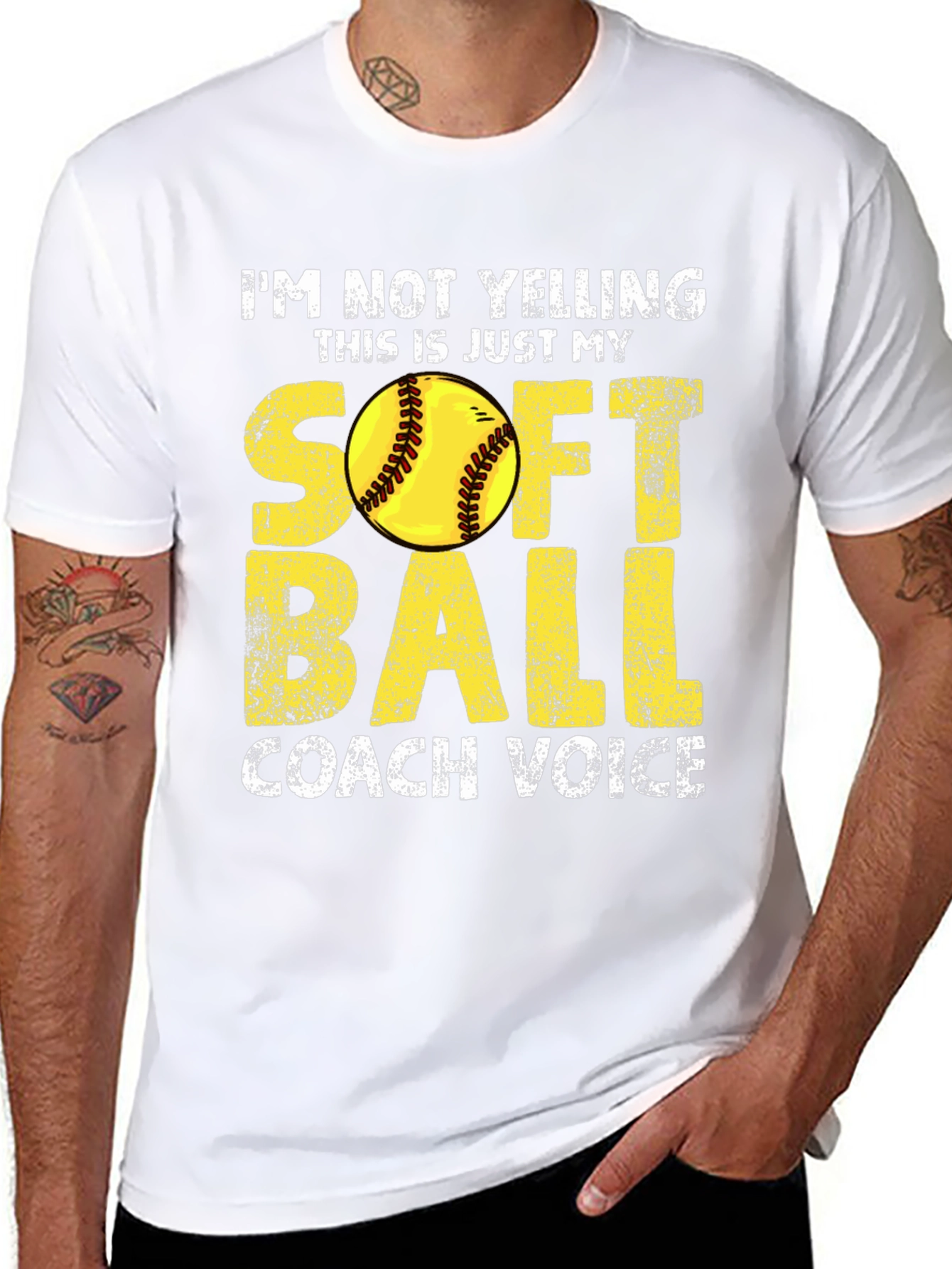 Softball Coach T-Shirt - Im Not Yelling!