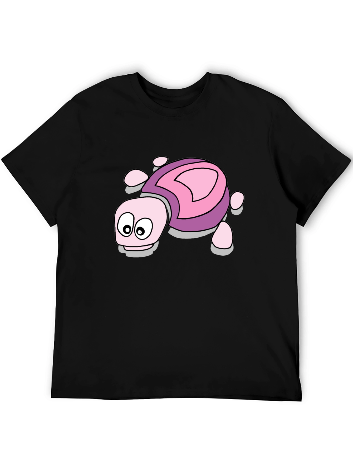 Cartoon Turtle Graphic Tee - Black Unisex T-Shirt