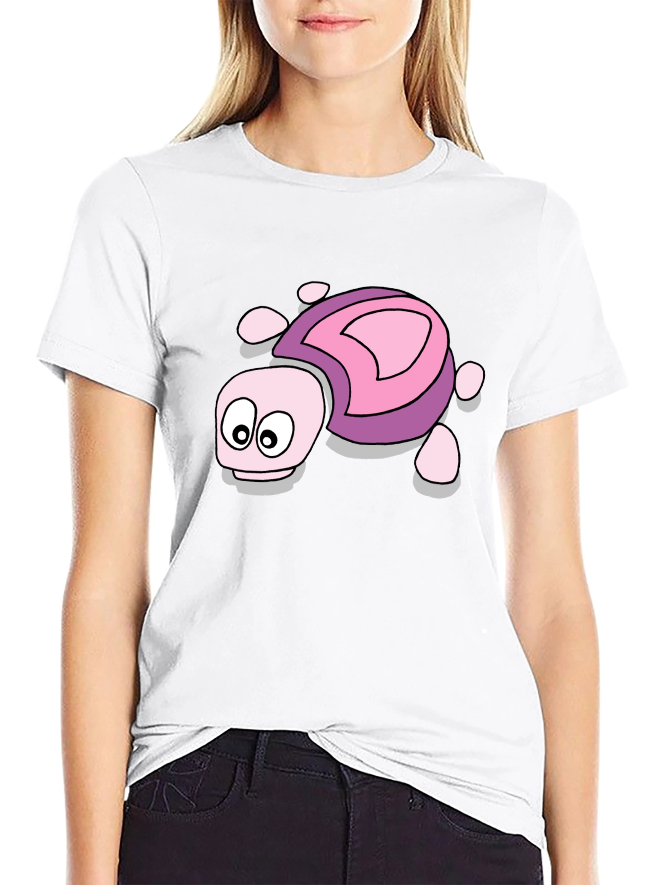 Cartoon Turtle Graphic Tee - Black Unisex T-Shirt