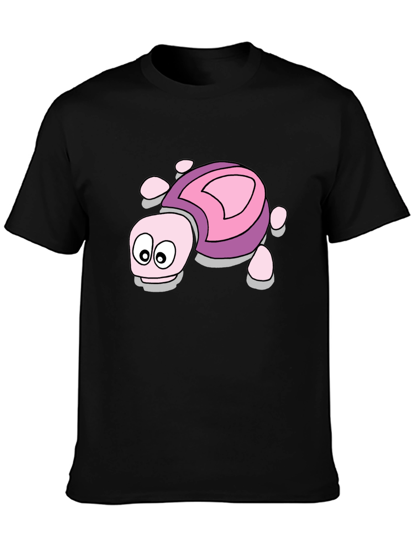 Cartoon Turtle Graphic Tee - Black Unisex T-Shirt