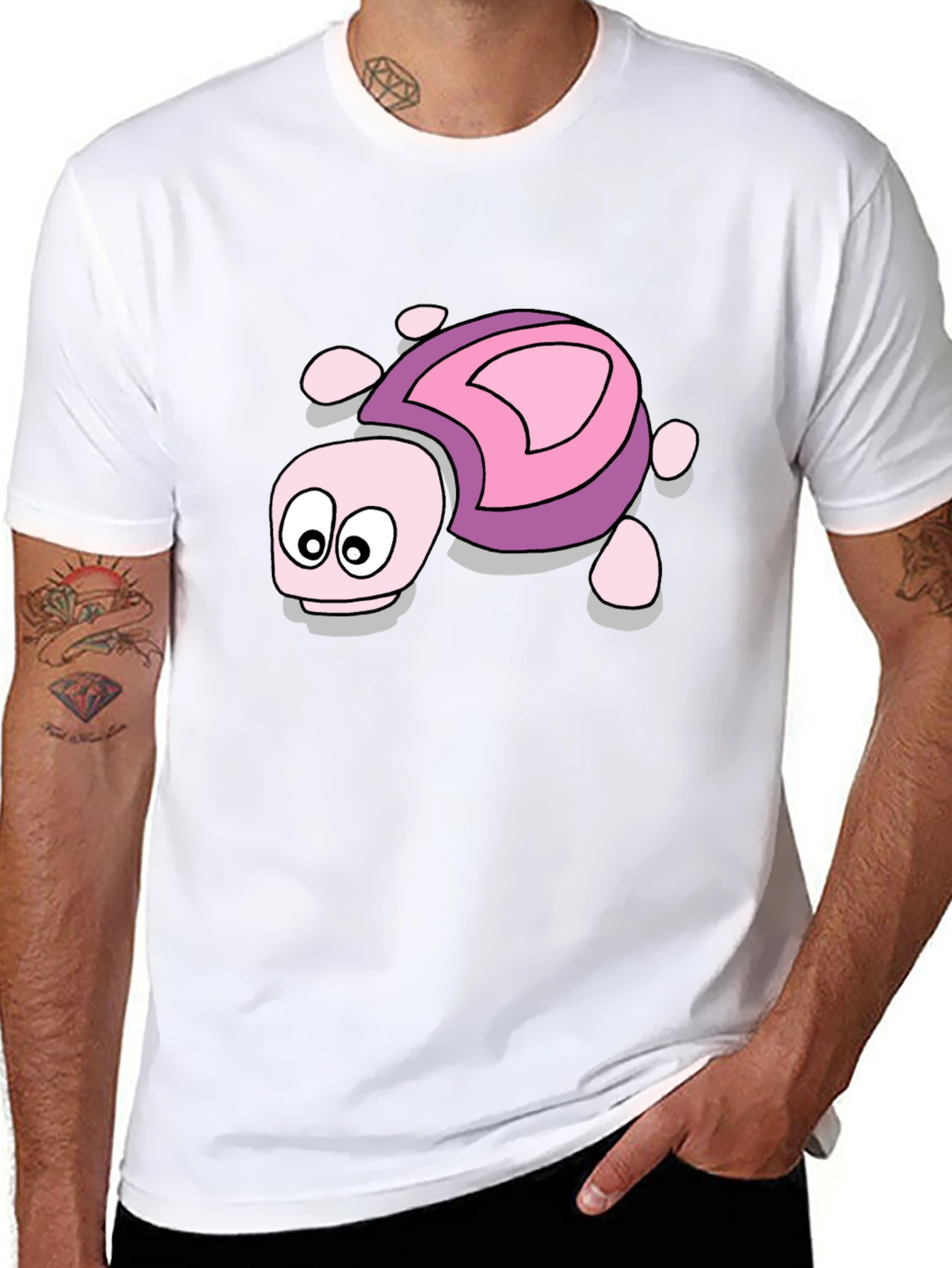 Cartoon Turtle Graphic Tee - Black Unisex T-Shirt