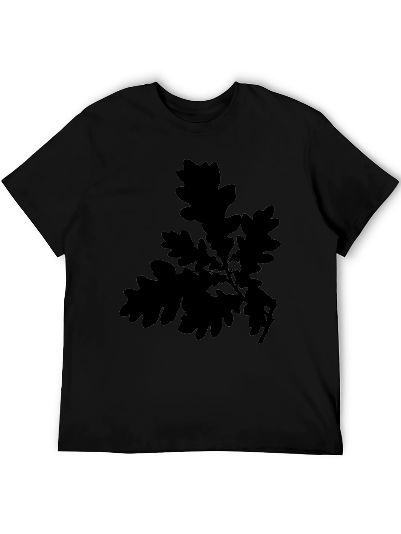 Oak Leaf Print Black T-Shirt