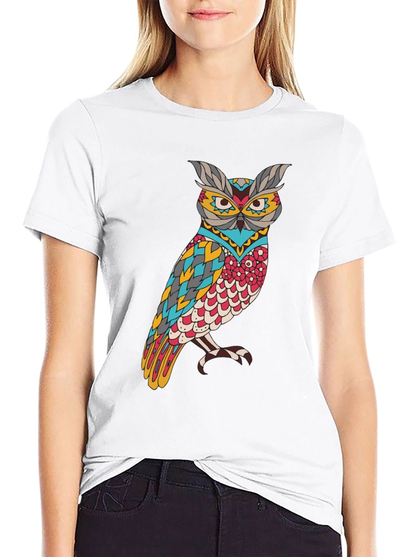 Owl Graphic Print Mens Black T-Shirt