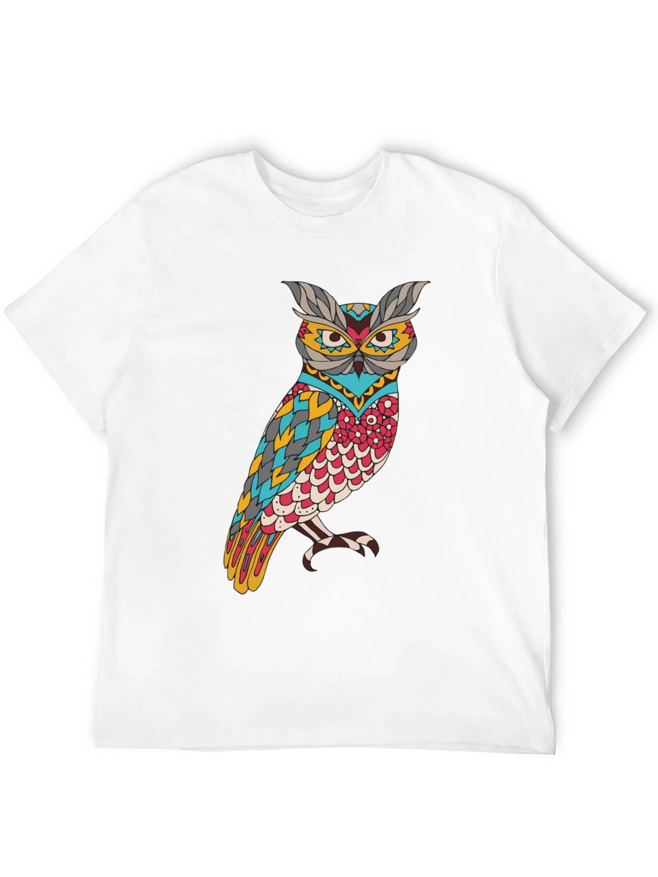 Owl Graphic Print Mens Black T-Shirt