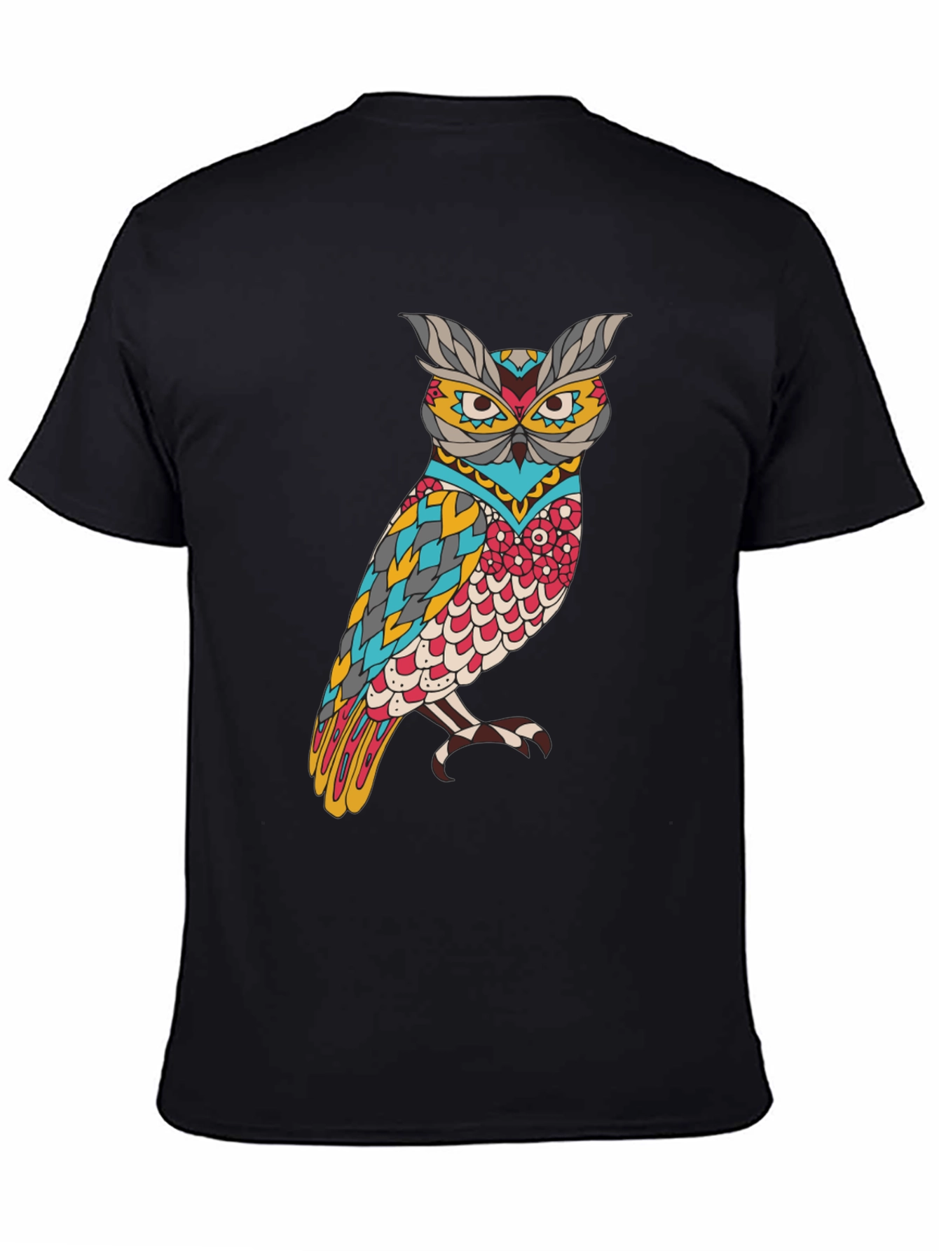 Owl Graphic Print Mens Black T-Shirt