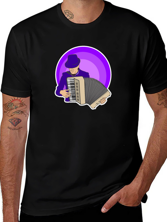 Accordion Player Graphic Tee - Purple Circle Design