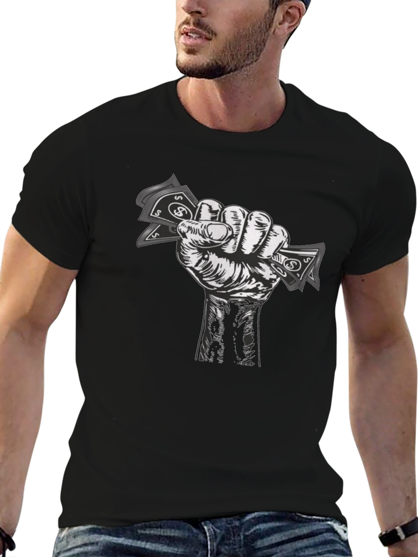 Money Fist Graphic Tee - Black Cotton T-Shirt