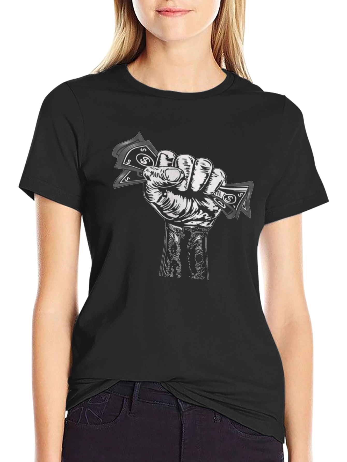 Money Fist Graphic Tee - Black Cotton T-Shirt