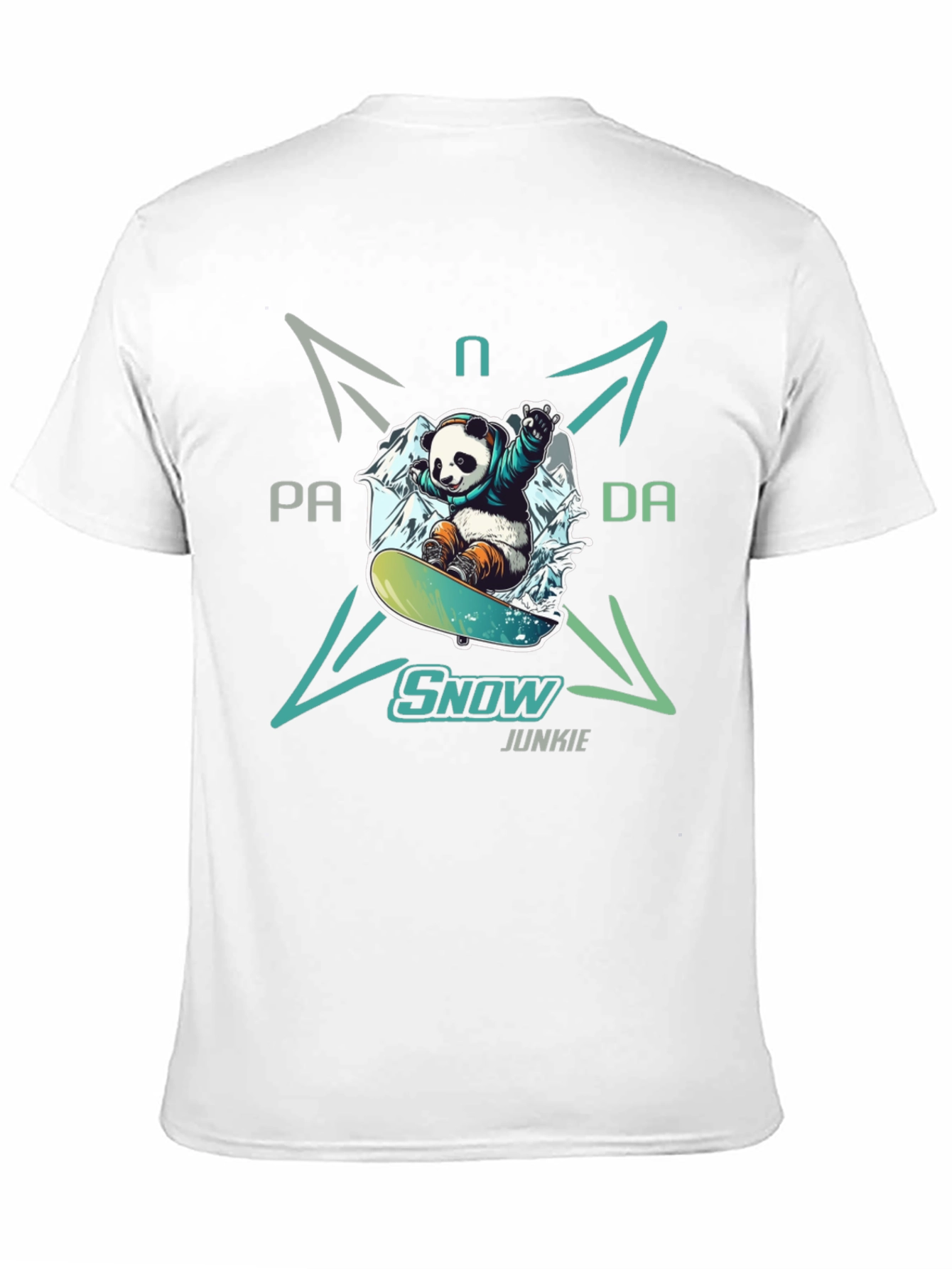 Snow Junkie Panda T-Shirt - Unique Graphic Tee