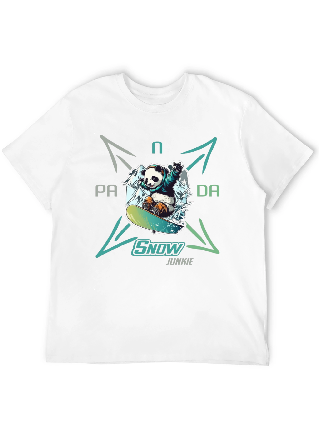 Snow Junkie Panda T-Shirt - Unique Graphic Tee