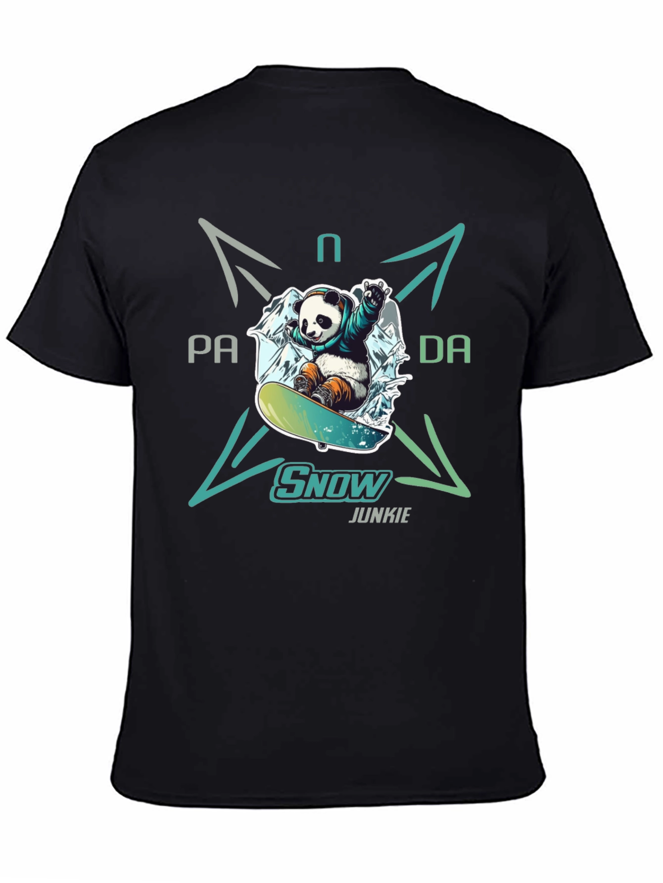 Snow Junkie Panda T-Shirt - Unique Graphic Tee