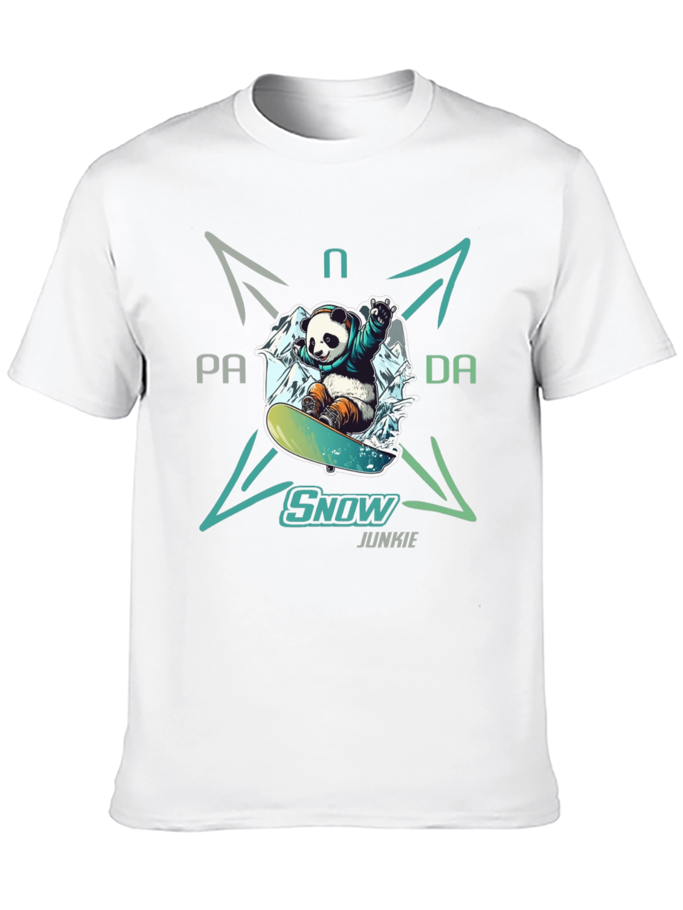 Snow Junkie Panda T-Shirt - Unique Graphic Tee