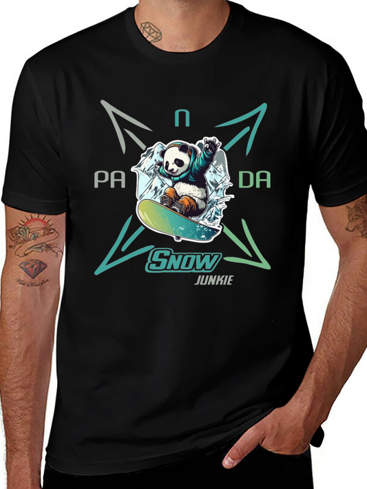Snow Junkie Panda T-Shirt - Unique Graphic Tee
