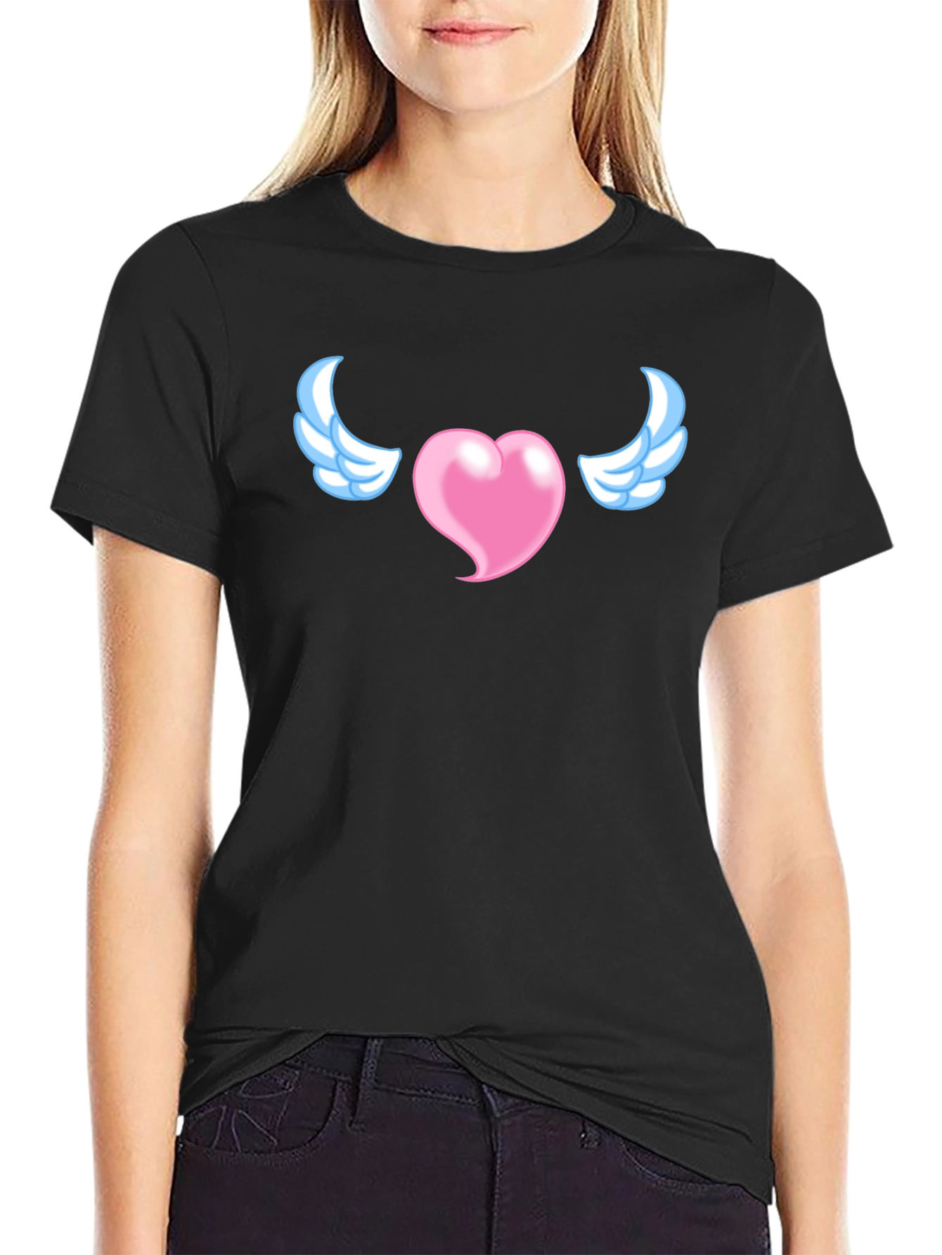 Winged Heart Graphic Black T-Shirt