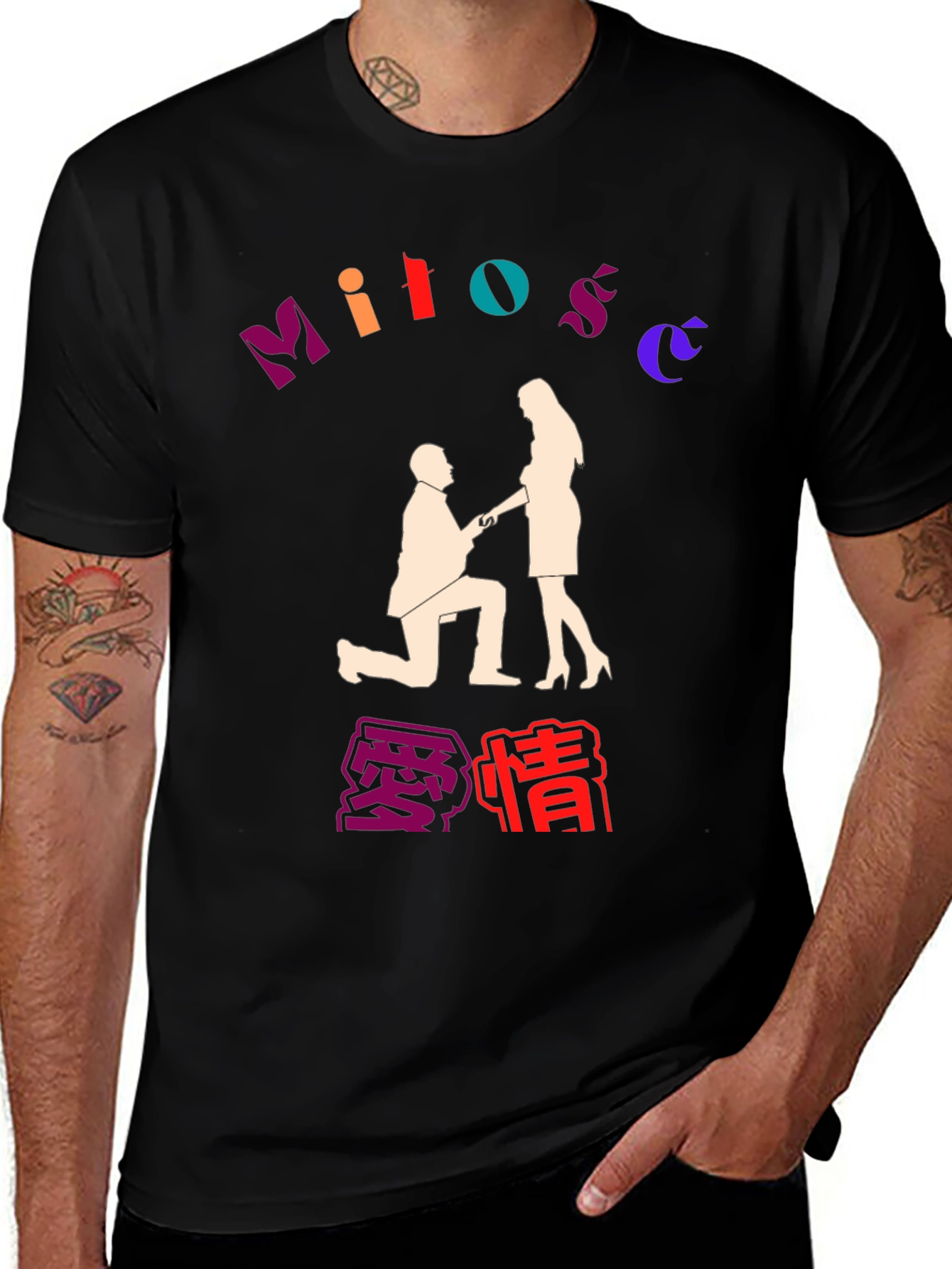 Romantic Proposal Graphic Tee - Black