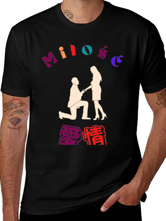 Romantic Proposal Graphic Tee - Black