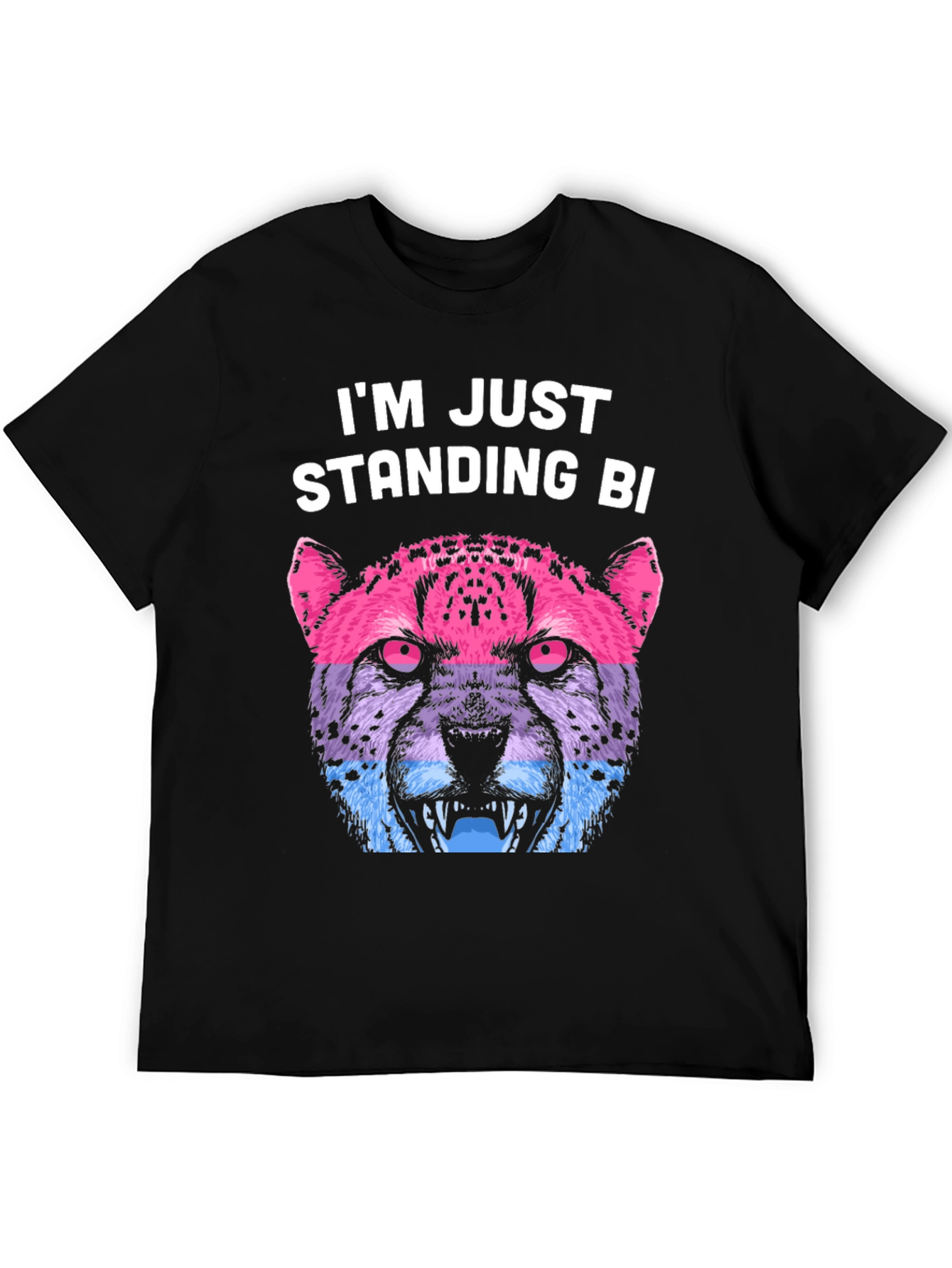 Bisexual Pride Leopard T-Shirt - Im Just Standing Bi