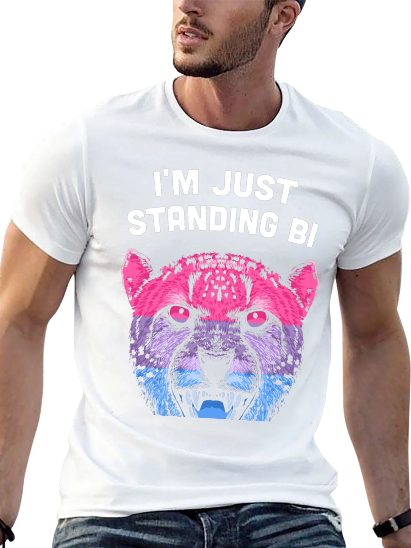 Bisexual Pride Leopard T-Shirt - Im Just Standing Bi