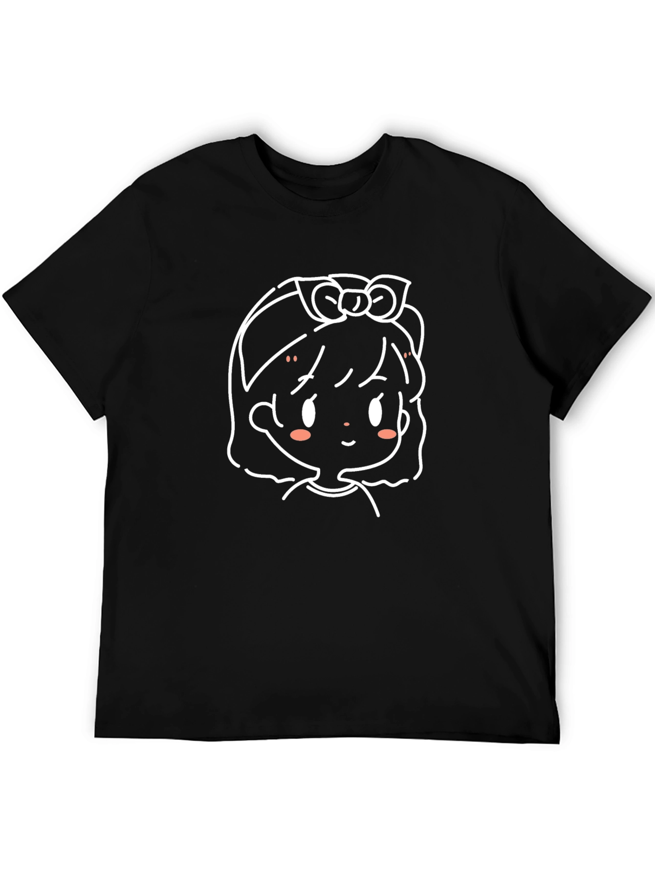 Cute Anime Girl Graphic Black T-Shirt