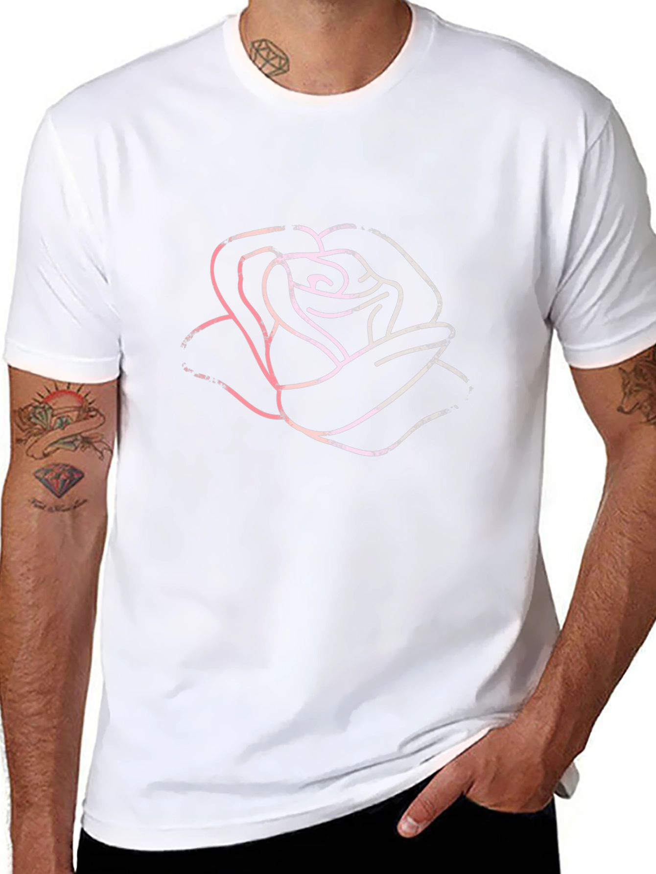 Rose Graphic Tee - Stylish Black Cotton T-Shirt