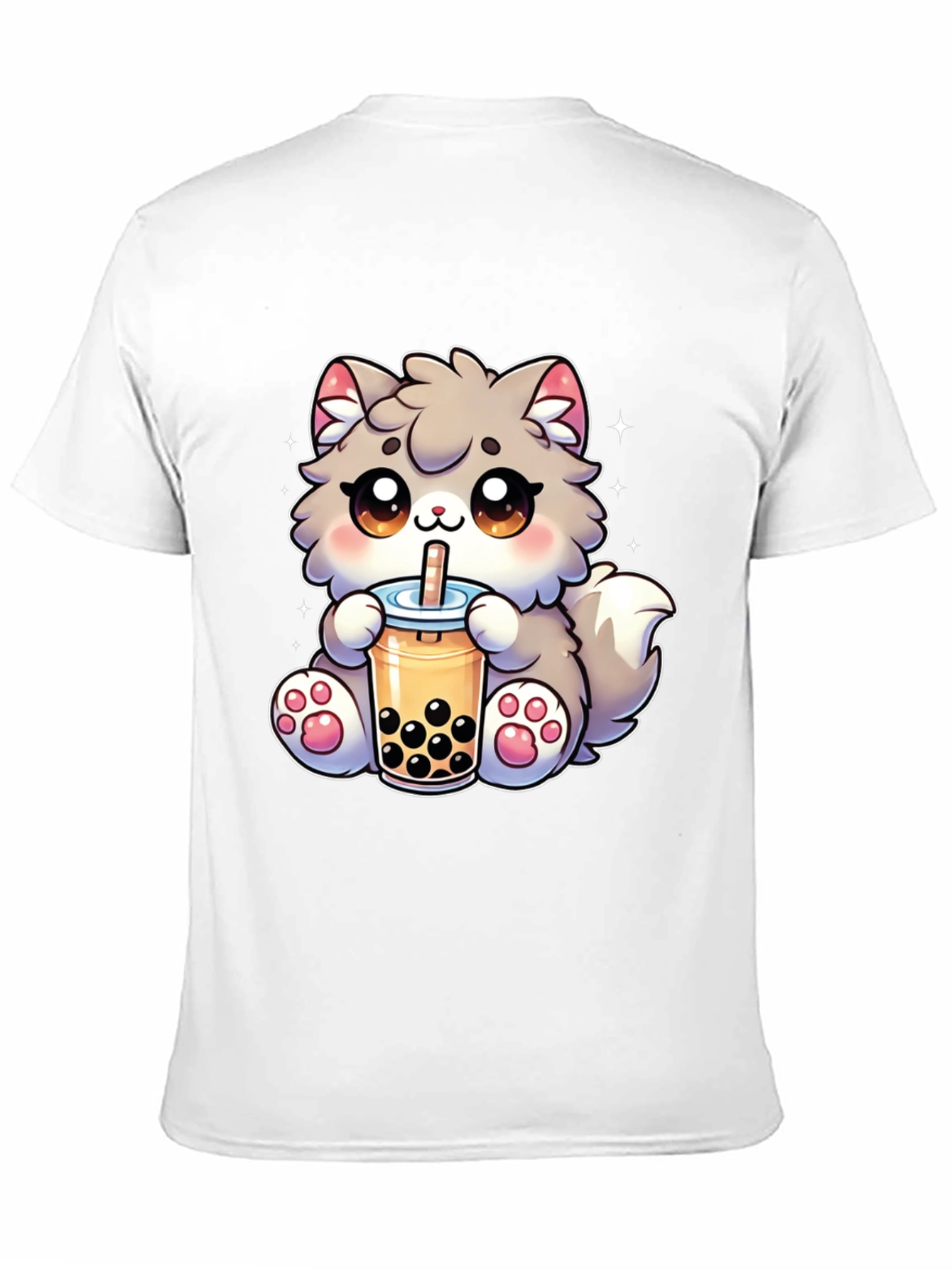 Kawaii Cat Bubble Tea Black T-Shirt