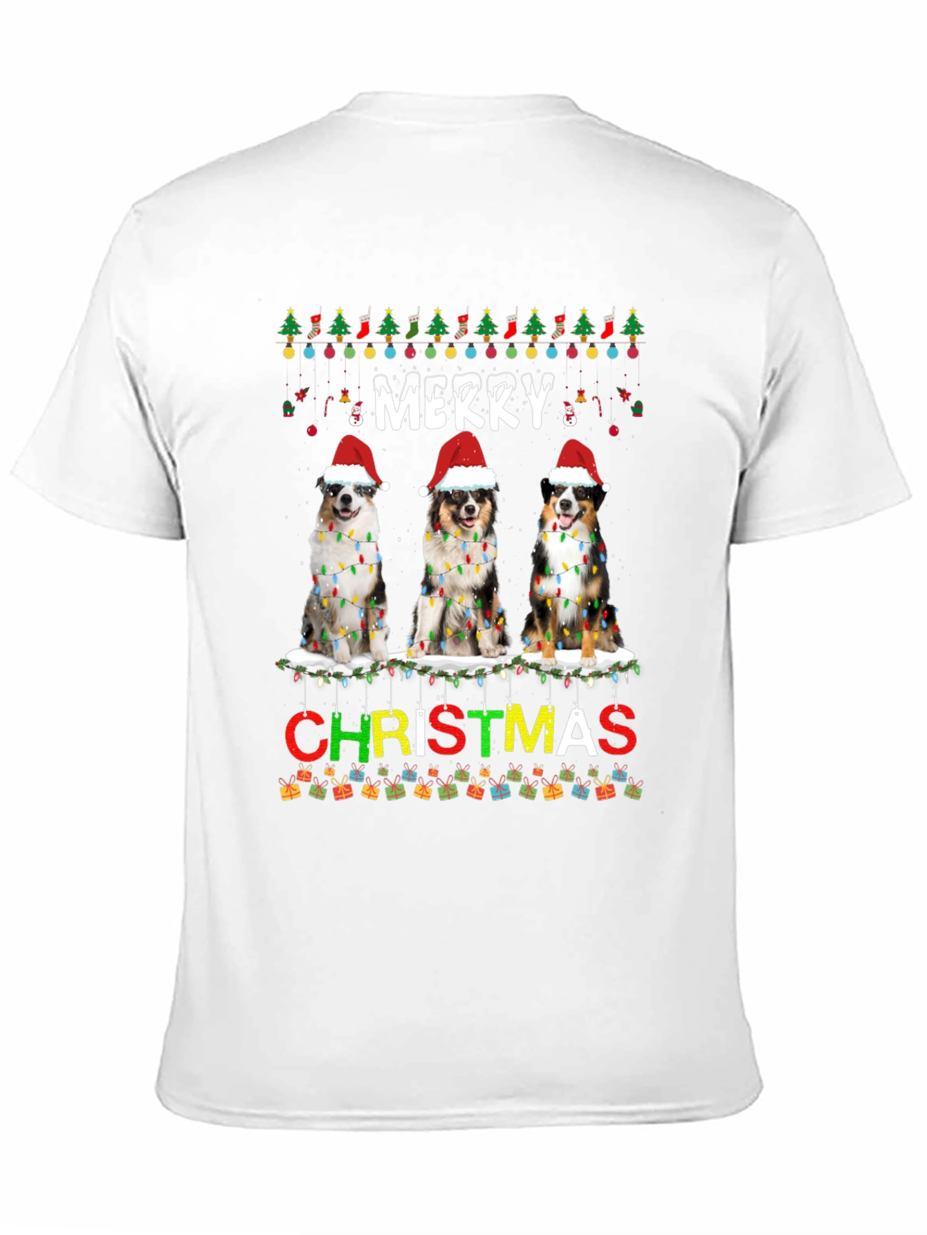 Merry Christmas Dogs Black T-Shirt