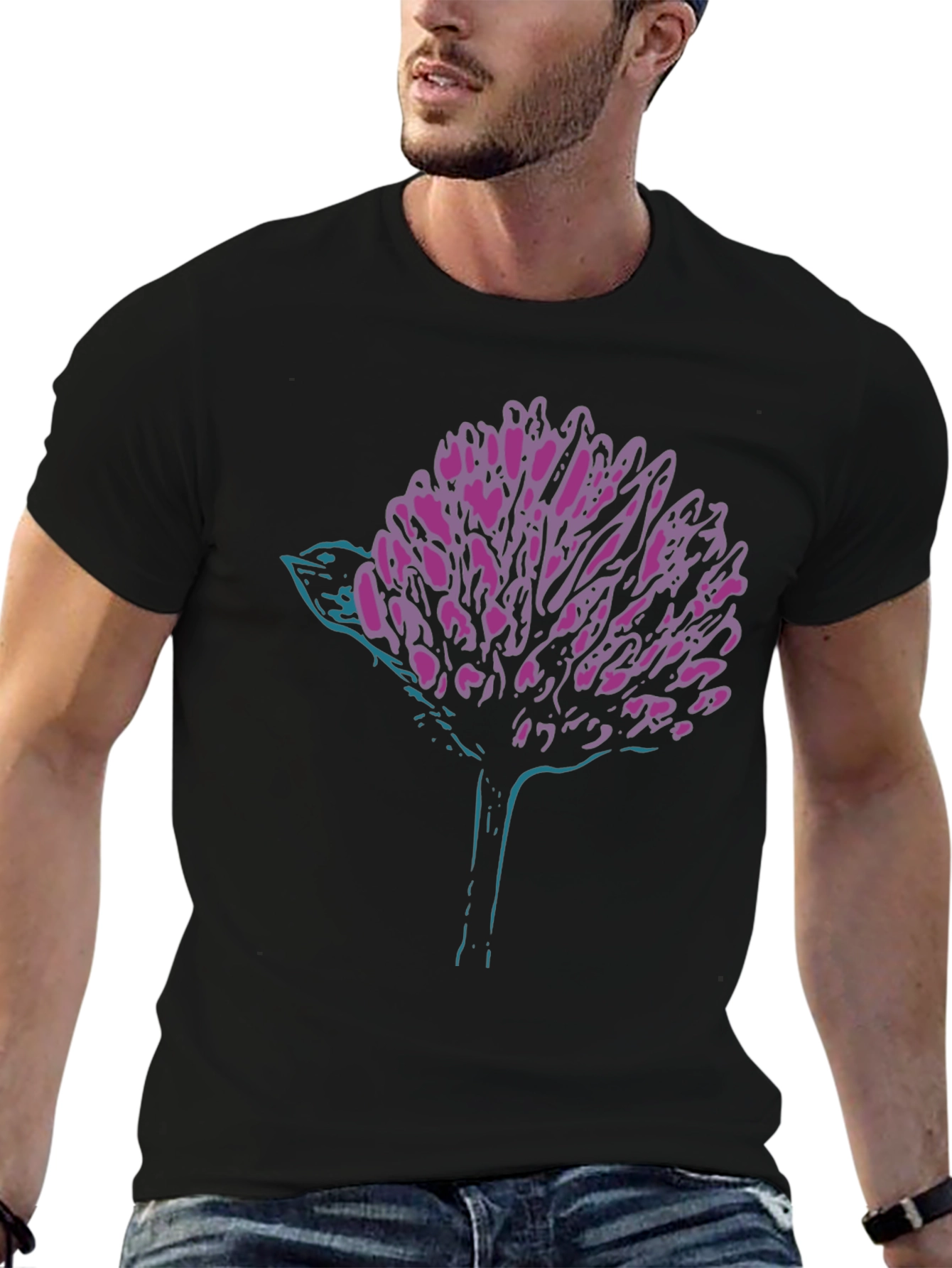 Modern Graphic Tee - Abstract Bird & Bloom