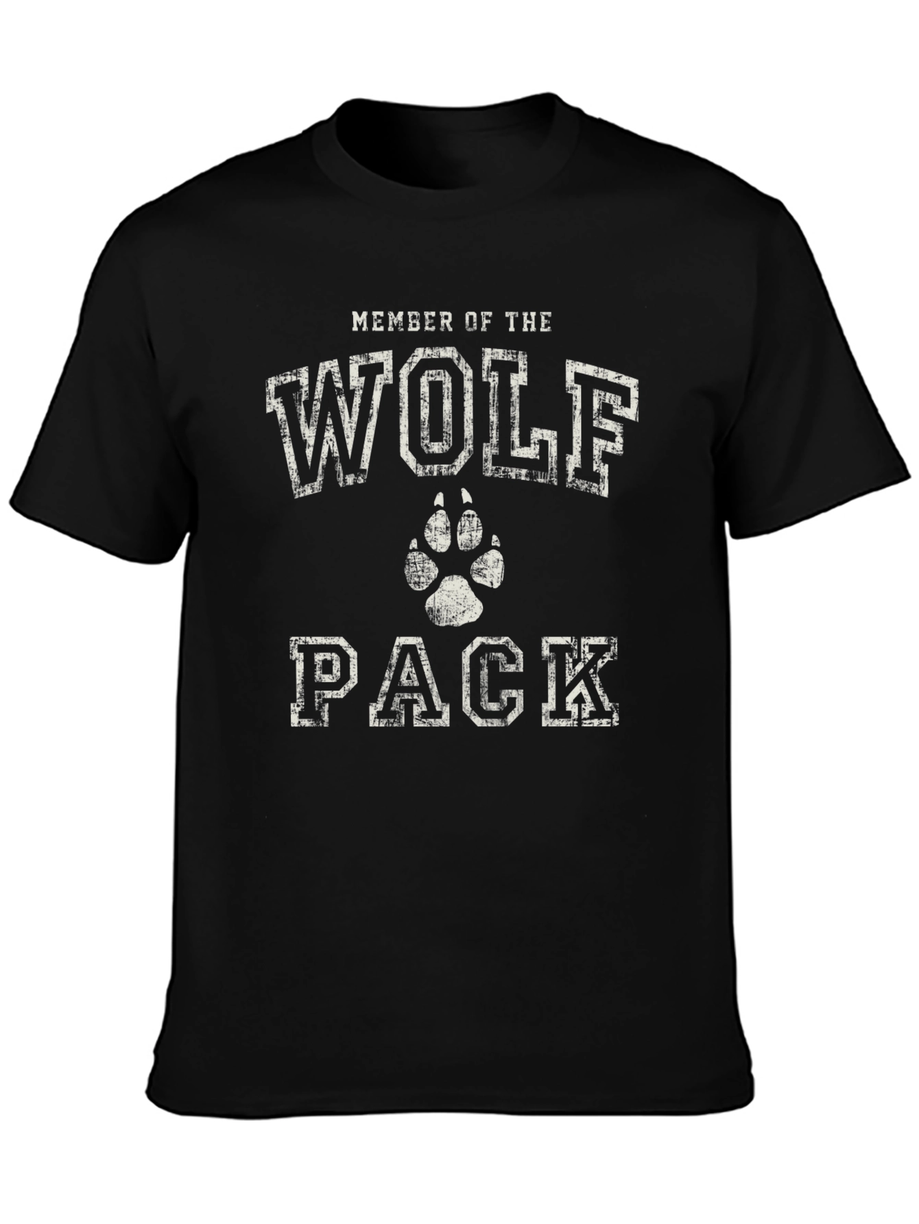 Wolf Pack Member Black Cotton Graphic T-Shirt