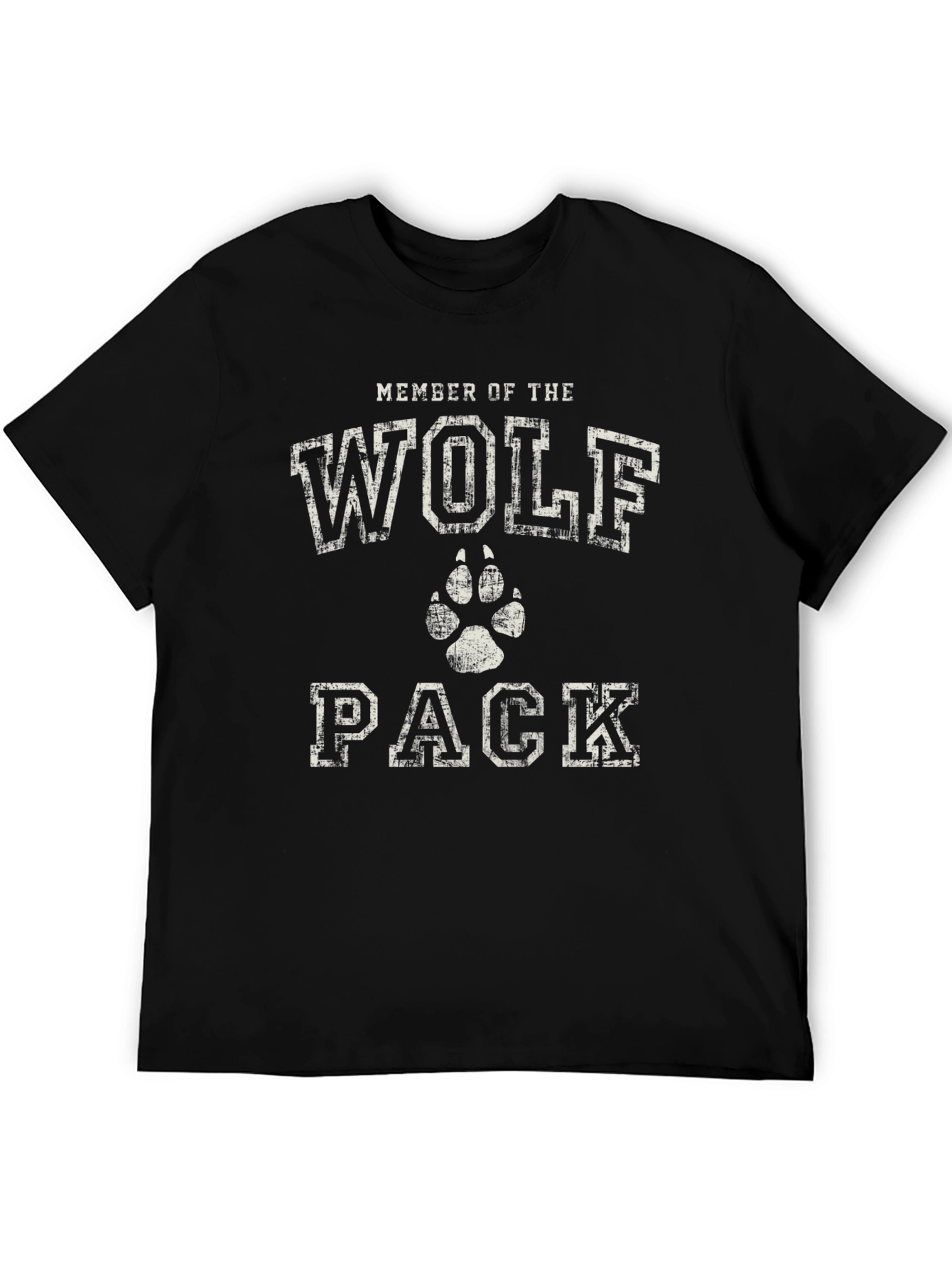 Wolf Pack Member Black Cotton Graphic T-Shirt