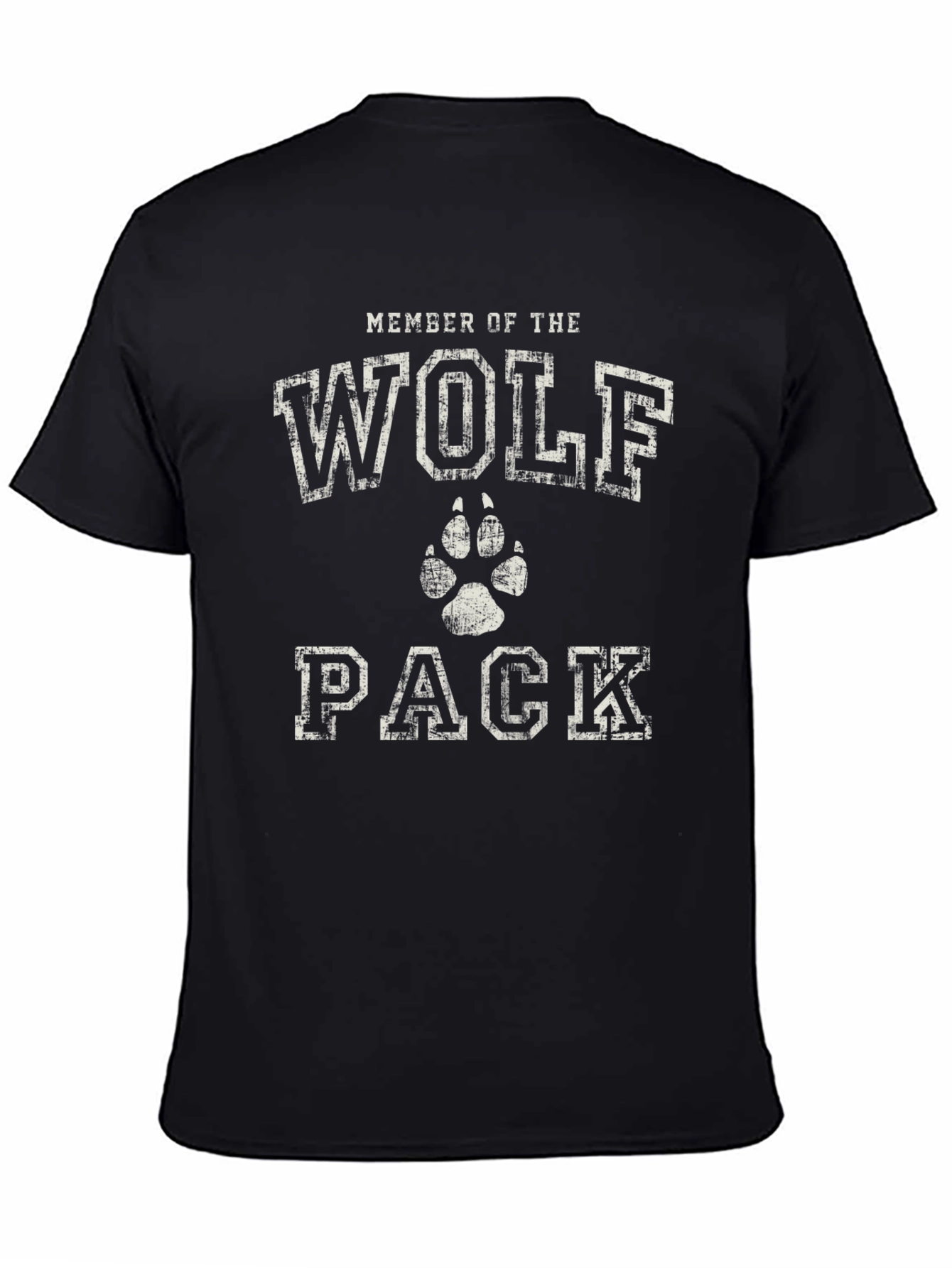 Wolf Pack Member Black Cotton Graphic T-Shirt
