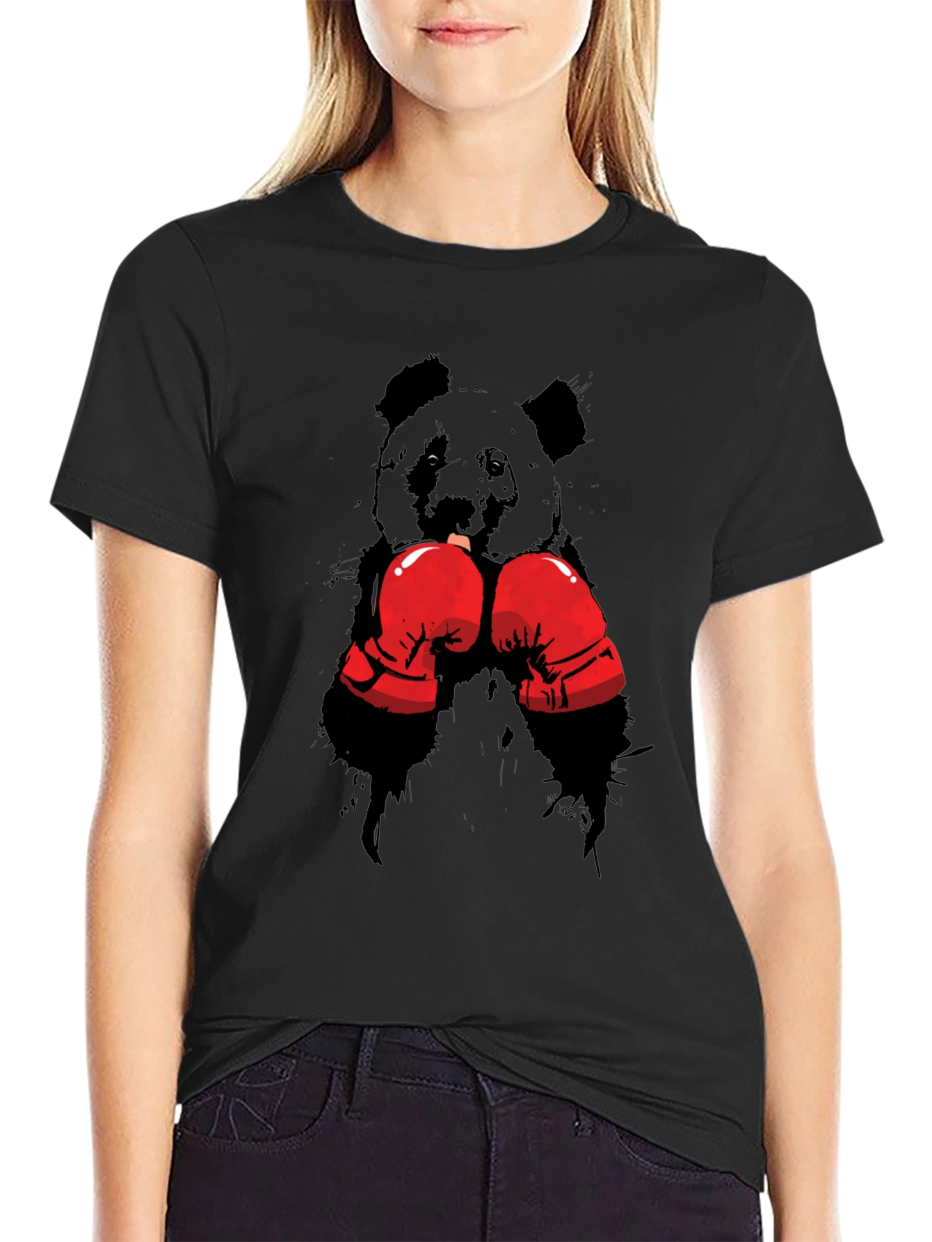 Boxing Panda T-Shirt - Black Graphic Tee