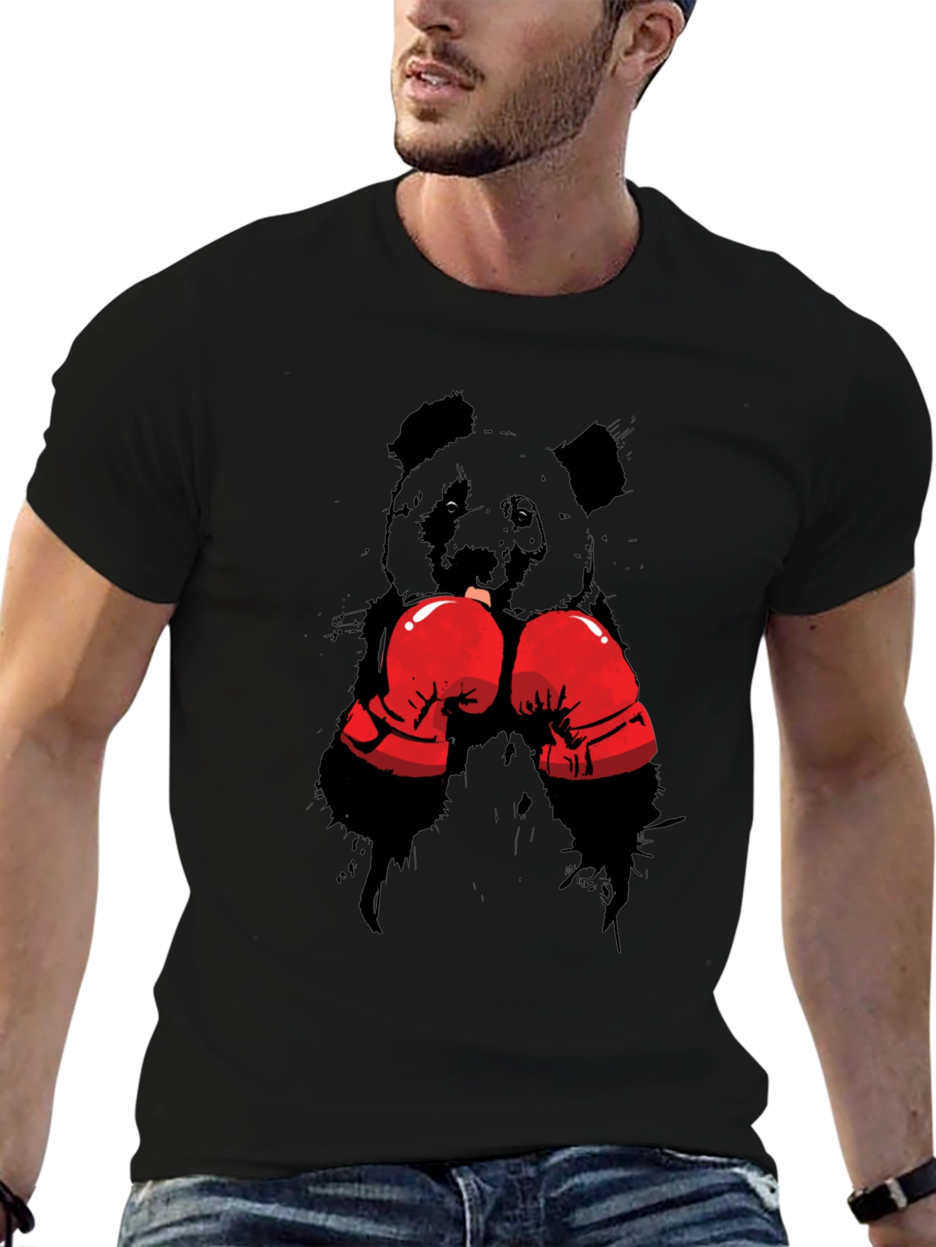 Boxing Panda T-Shirt - Black Graphic Tee