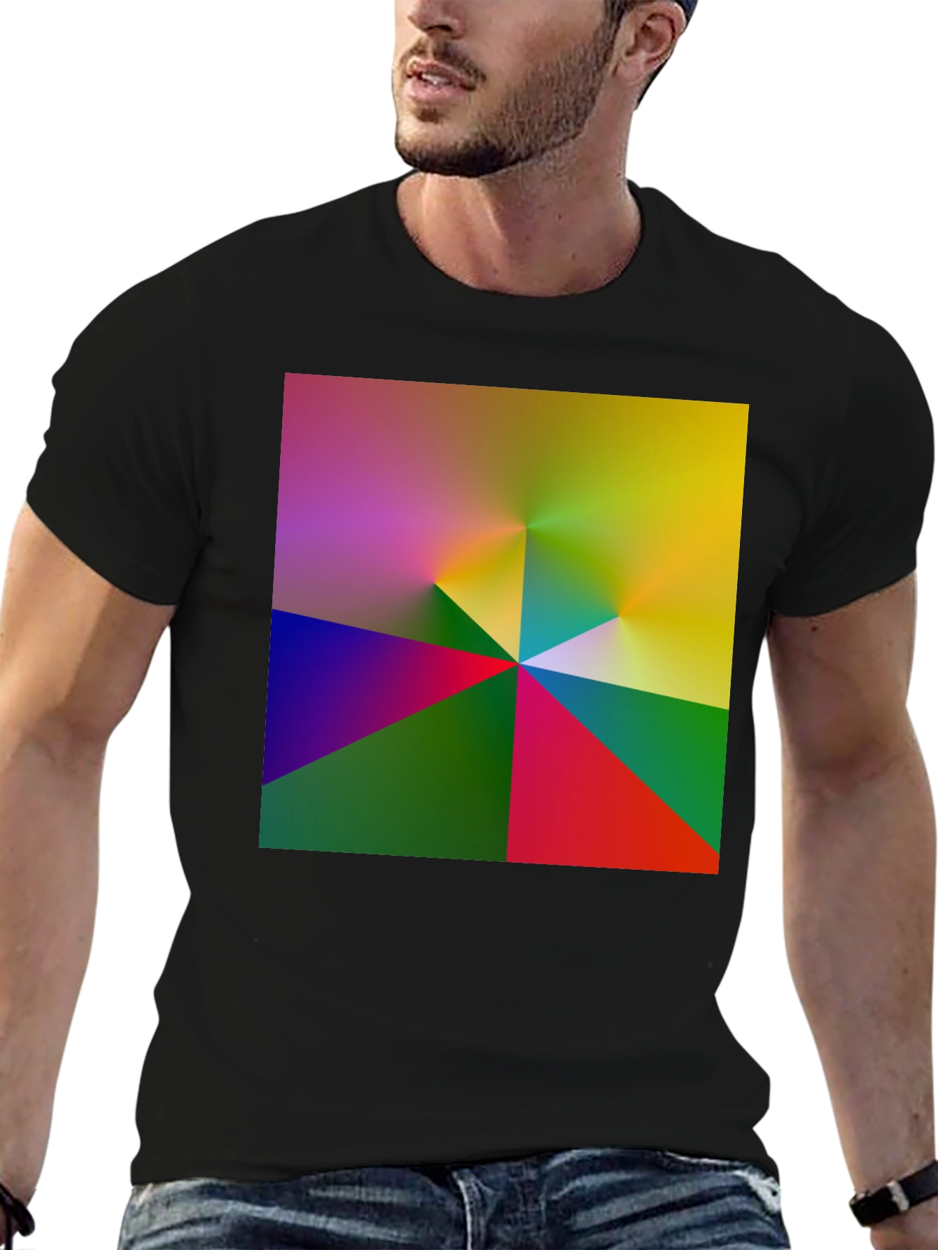 Abstract Geometric Print Black T-Shirt